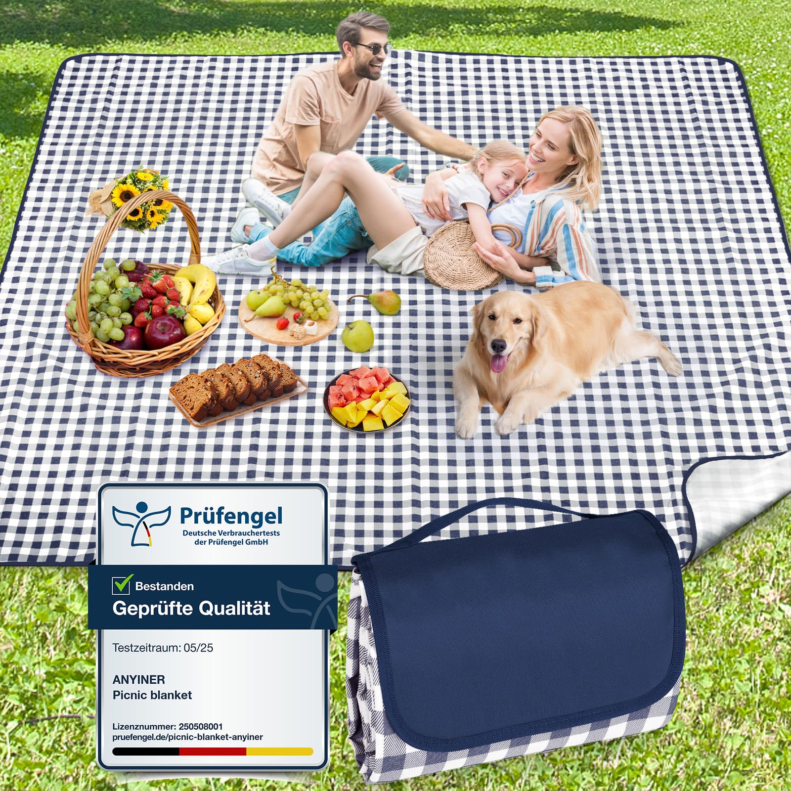 Anyiner Picnic Blanket Waterproof 300x200cm Large Travel Blanket Beach Blanket