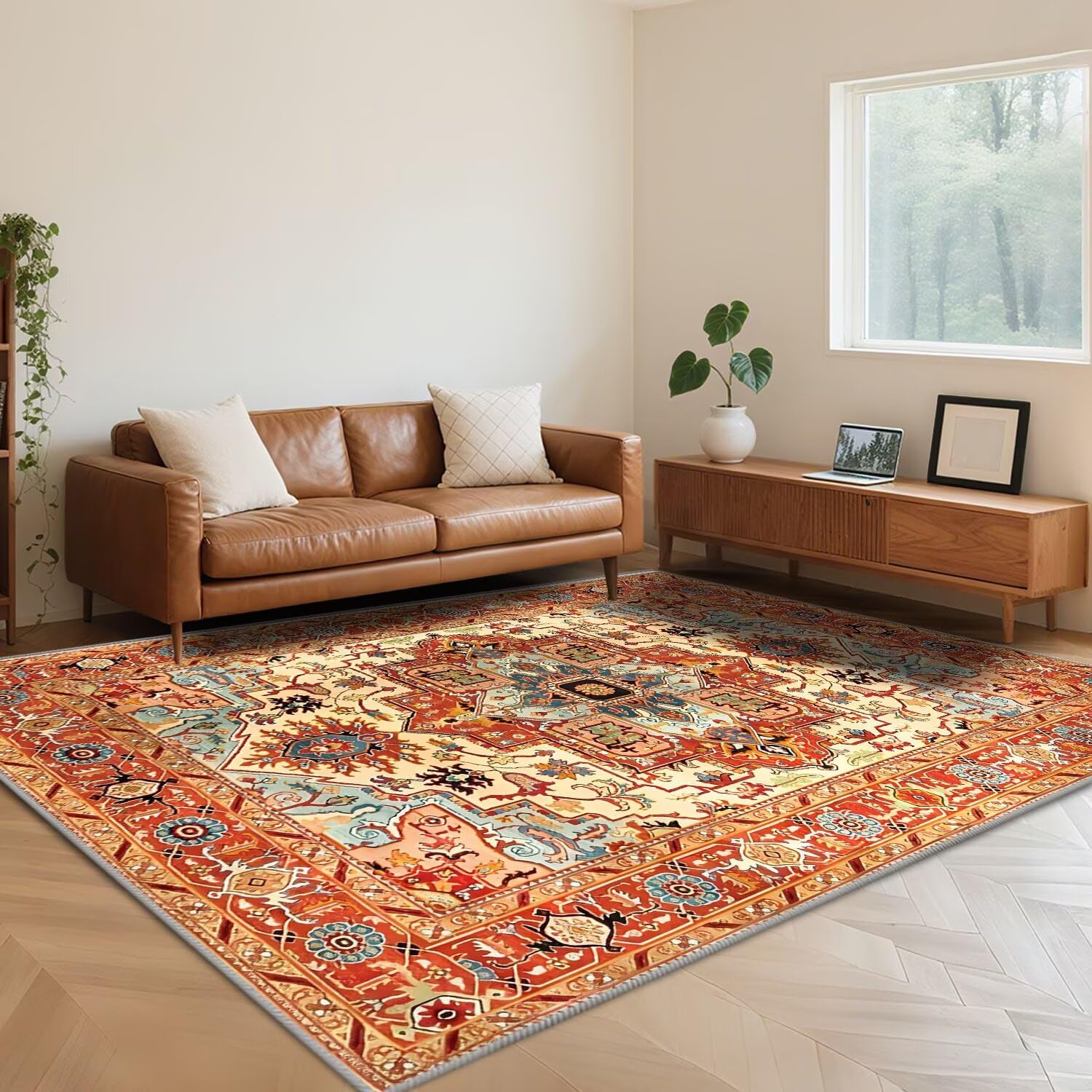 Tapis rétro salon 100x160 cm lavable et antidérapant pour chambre