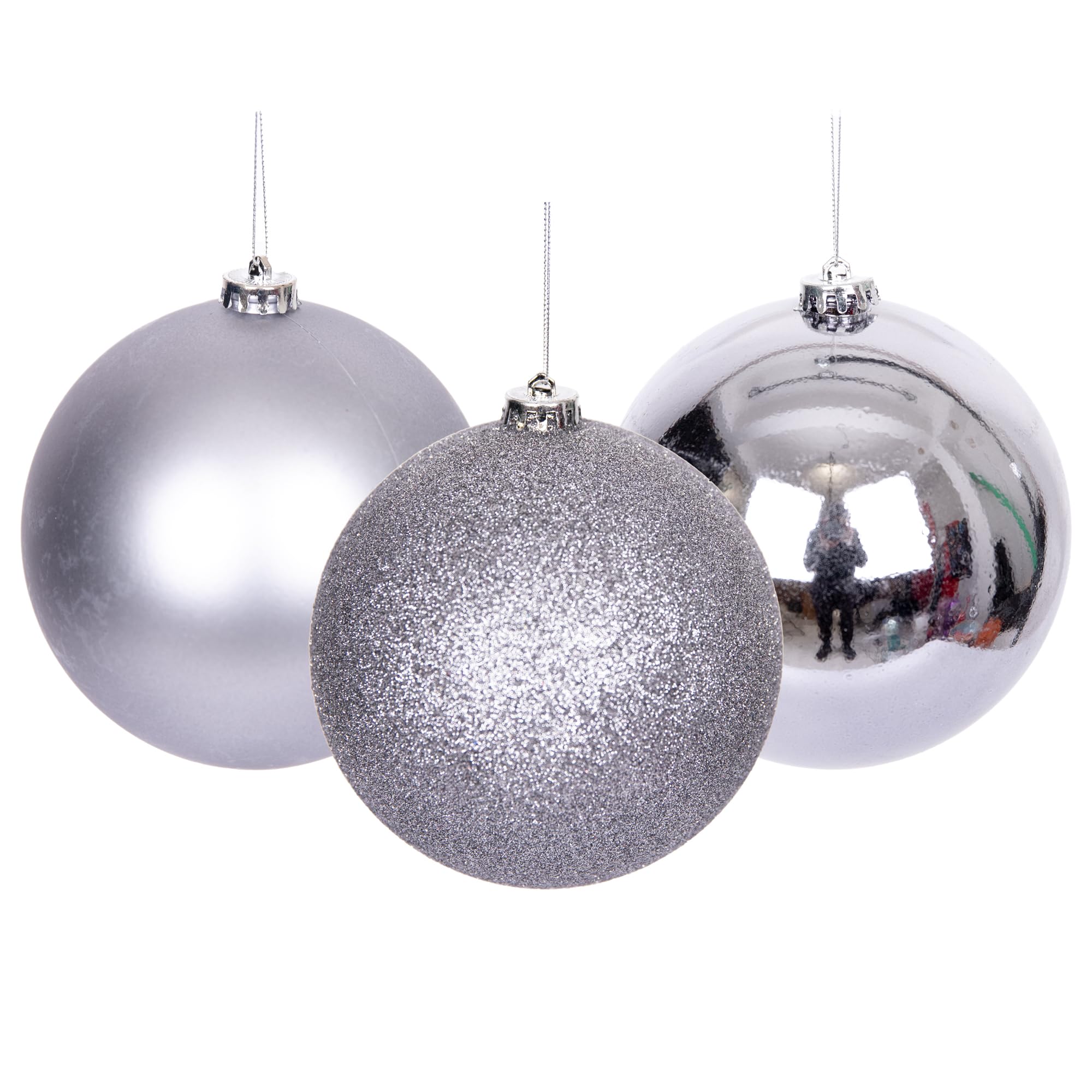 Shatchi - Christmas Baubles - 5cm - Grey - 18 Pack