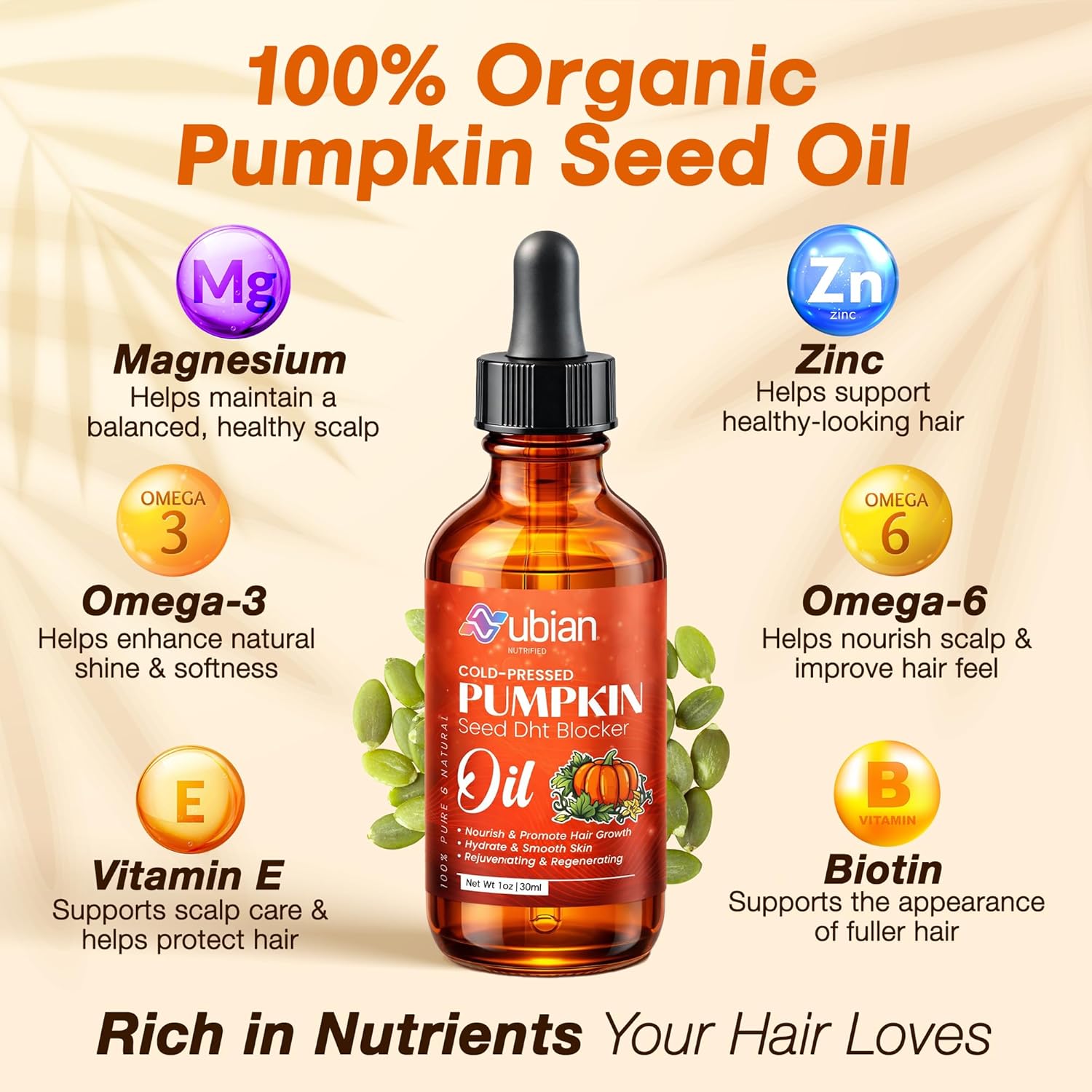 Organic Pumpkin Seed Oil - DHT Blocker for Women Hair Growth - DHT Blocker For Men - Pumpkin Seed Oil for Hair Growth - 2 Pack (30 ml x 2)