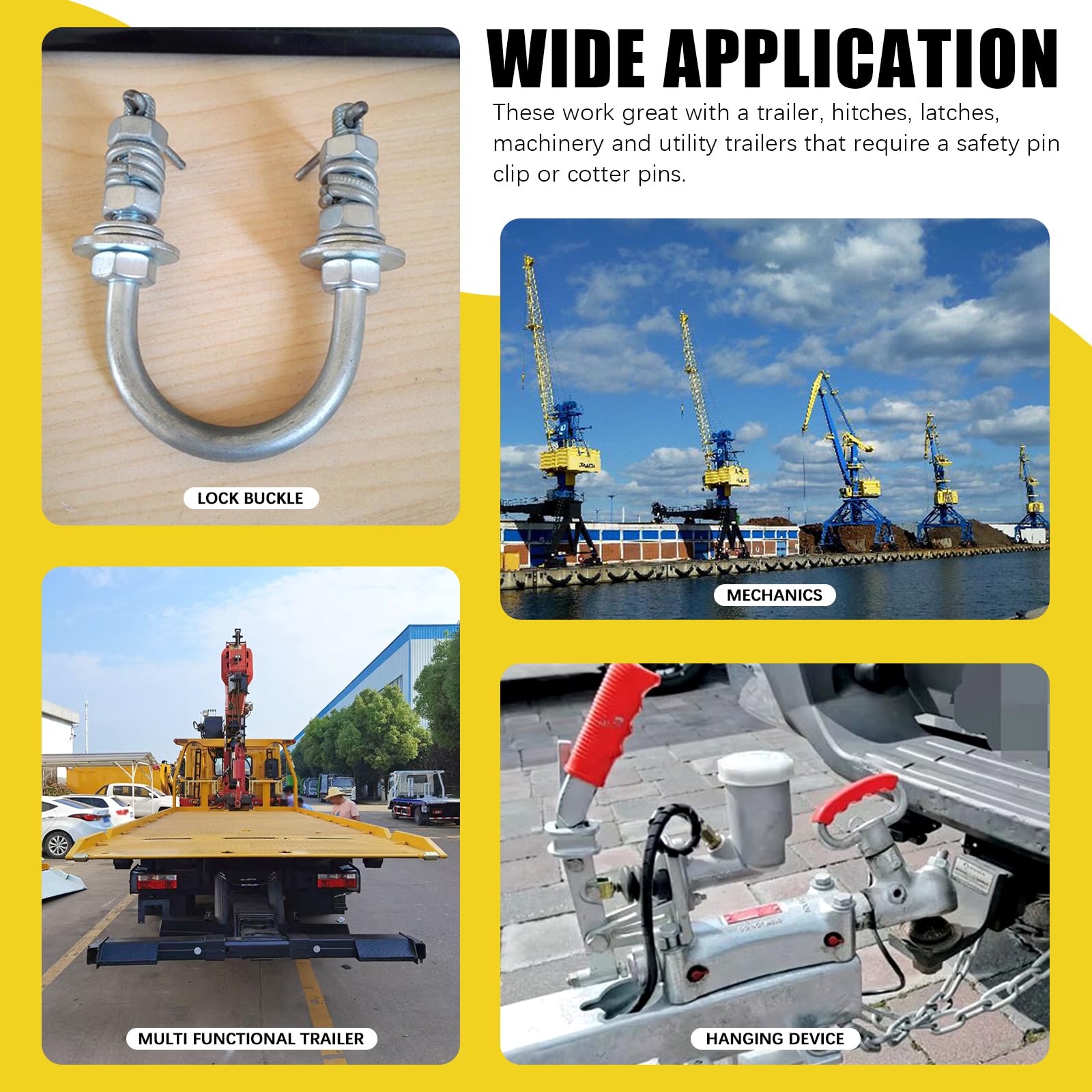 51 unidades de 18 tamaños de perno de horquilla de un solo agujero con 51 piezas de surtido de pasadores, M5 M6 M8 M10 M12 galvanizados Single Hole Clevis Pins, cabeza plana Clevis Pins con