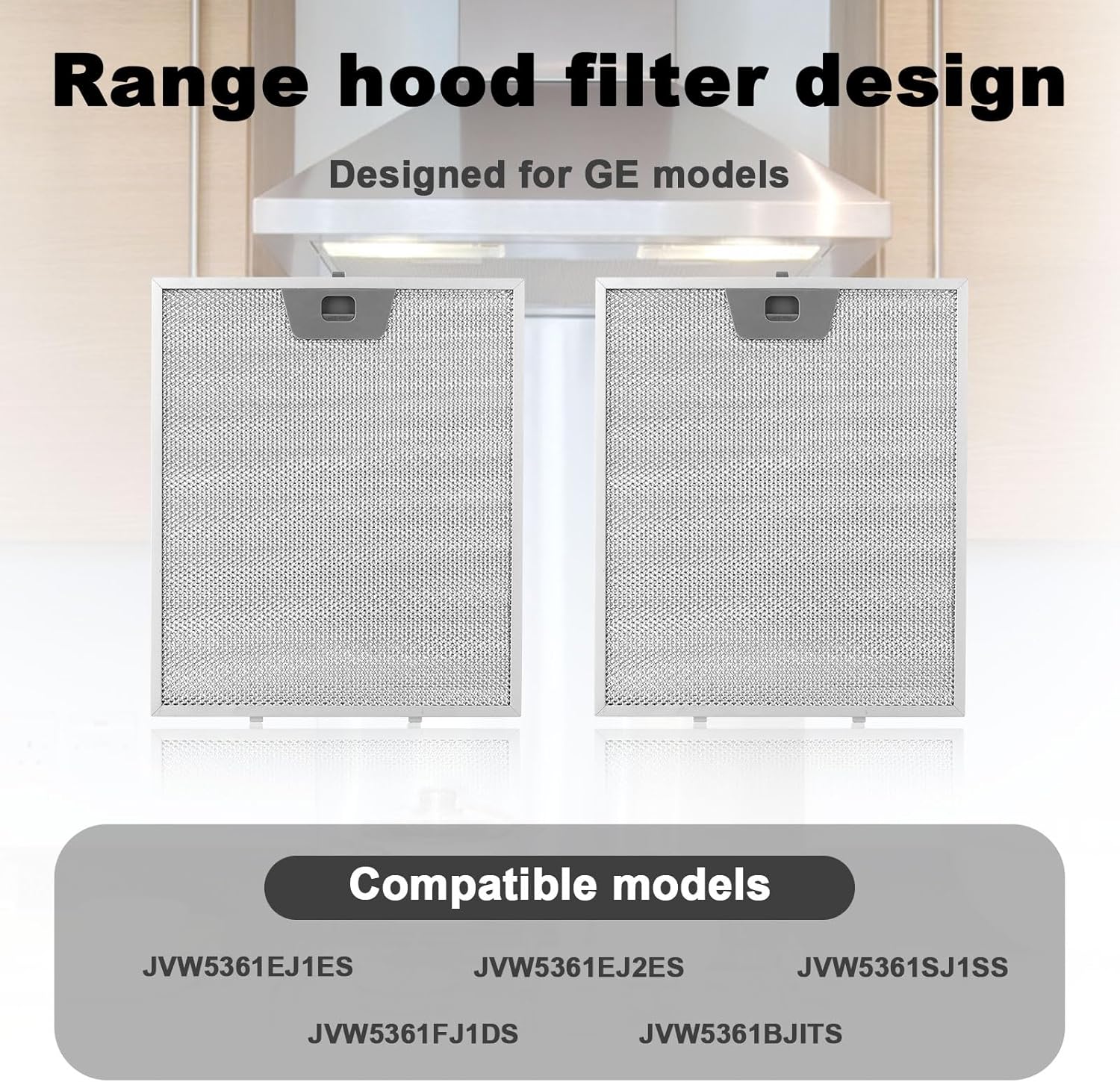 2pcs WB02X24871 Range Hood Filter Replacement, Range Hood Grease Filter Aluminum kitchen Cooker Hood Accessories for GE JVW5361EJ1ES JVW5361EJ2ES JVW5361SJ1SS JVW5361FJ1DS JVW5361BJITS