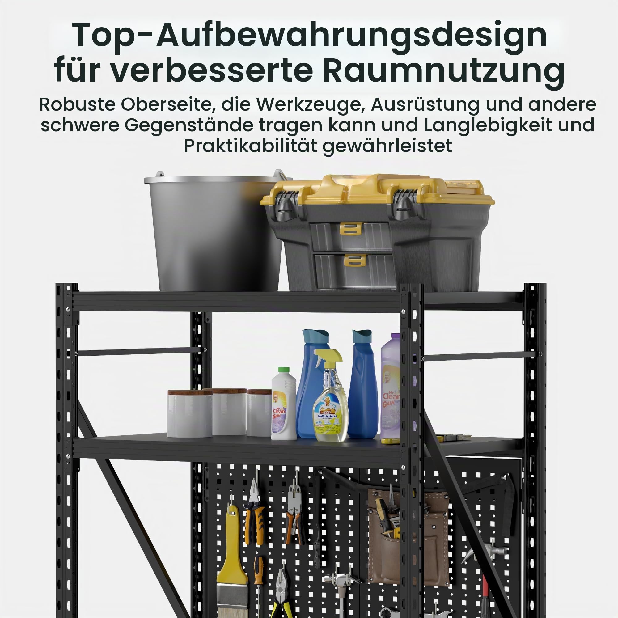 FlexiSpot Werkbank & Schreibtisch mit Regal und Lochwand – Stabiler Werkzeugtisch, bis 200 kg belastbar, vielseitig nutzbar in Werkstatt, Büro, Lager oder Zuhause (Schwarz)