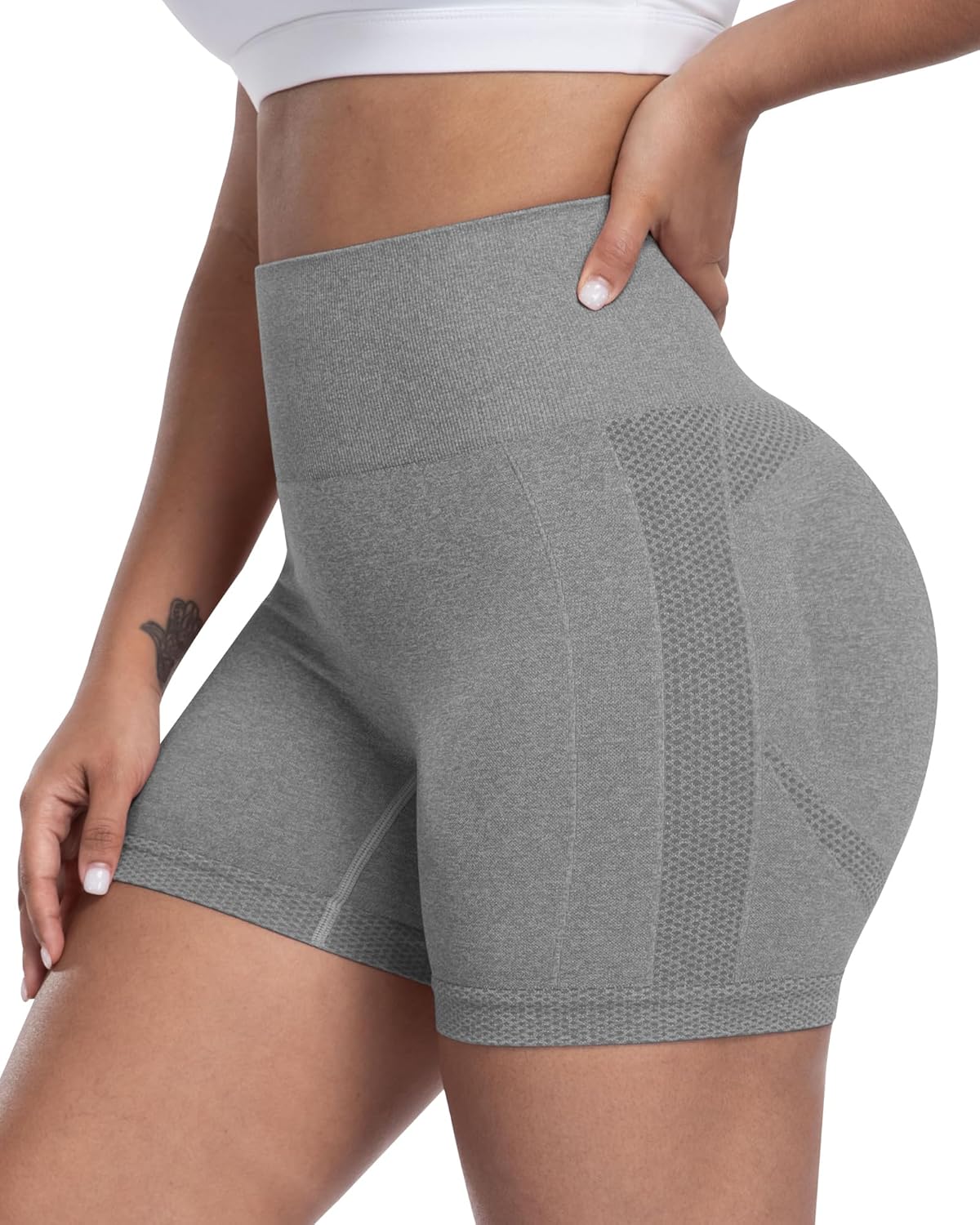 NORMOV Workout Butt Lifting Shorts Women,Seamless High Waist Scrunch Booty Gym Shorts - Image 3