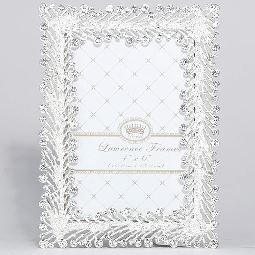 Lawrence 4x6 Jasmond Silver Metal Frame with Crystal Spray Bilderrahmen, Metall,