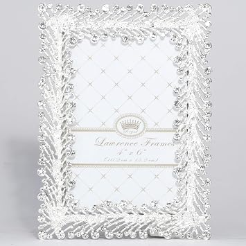 إطارات لورانس 4x6 Jasmond Silver Metal Crystal Spray Picture Frame