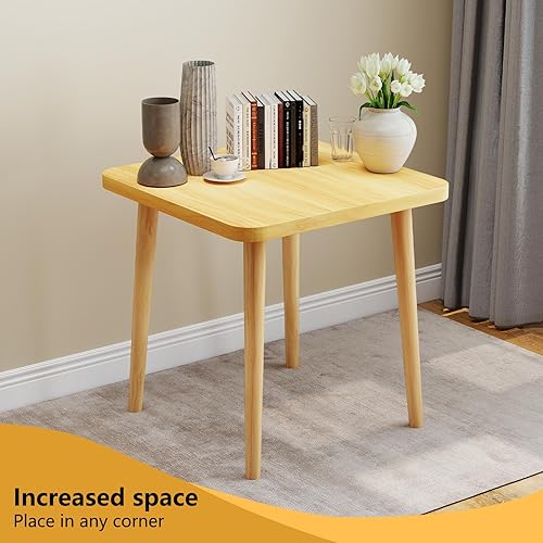 Miniatura 8 de Mesa auxiliar simple, mesa auxiliar moderna con 4 patas resistentes de madera maciza para sala de estar, mesita de noche para dormitorio, balcón
