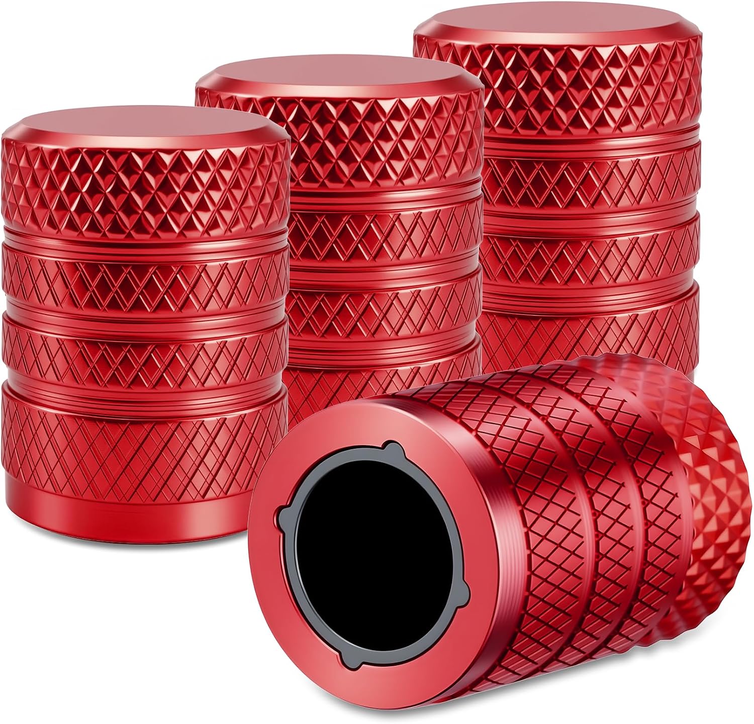 4PCS Tire Valve Stem Caps, Car Tire Caps, Anodized Aluminum Wheel Stem Covers, Car Exterior Accessories Corrosion Resistant Wheel Air Valve Covers for SUV Truck Motorcycle Bike (Red)