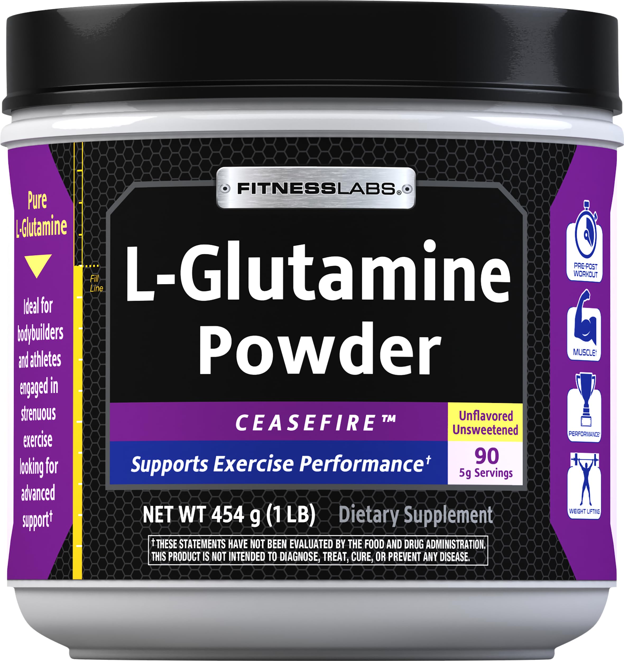Fitness Labs L Glutamine Powder 5000mg | 1 lb | Unflavored