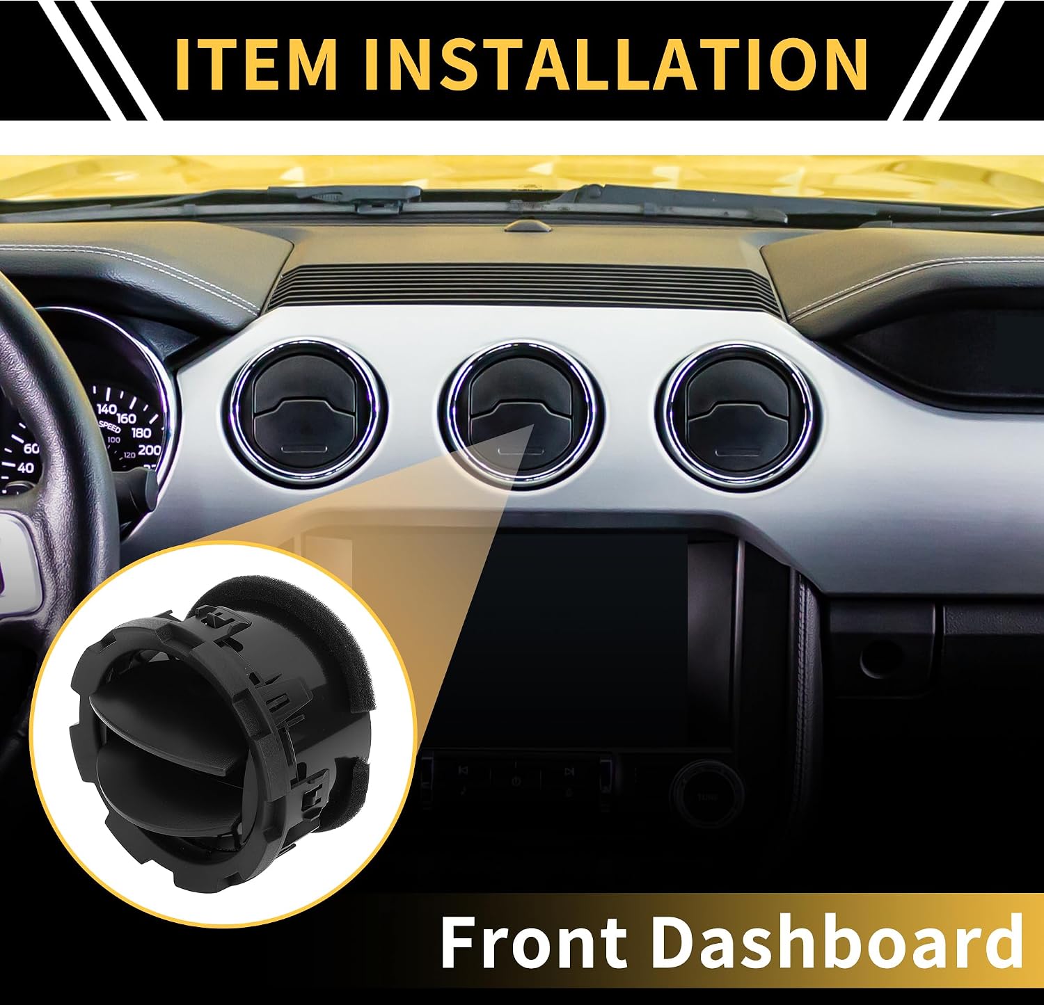 Dashboard AC Heater Air Vent for Ford F-250 F-350 F-450 2011-2016 Center Dash A/C Outlet Air Outlet Vent Duct Plastic Black 1 Pc