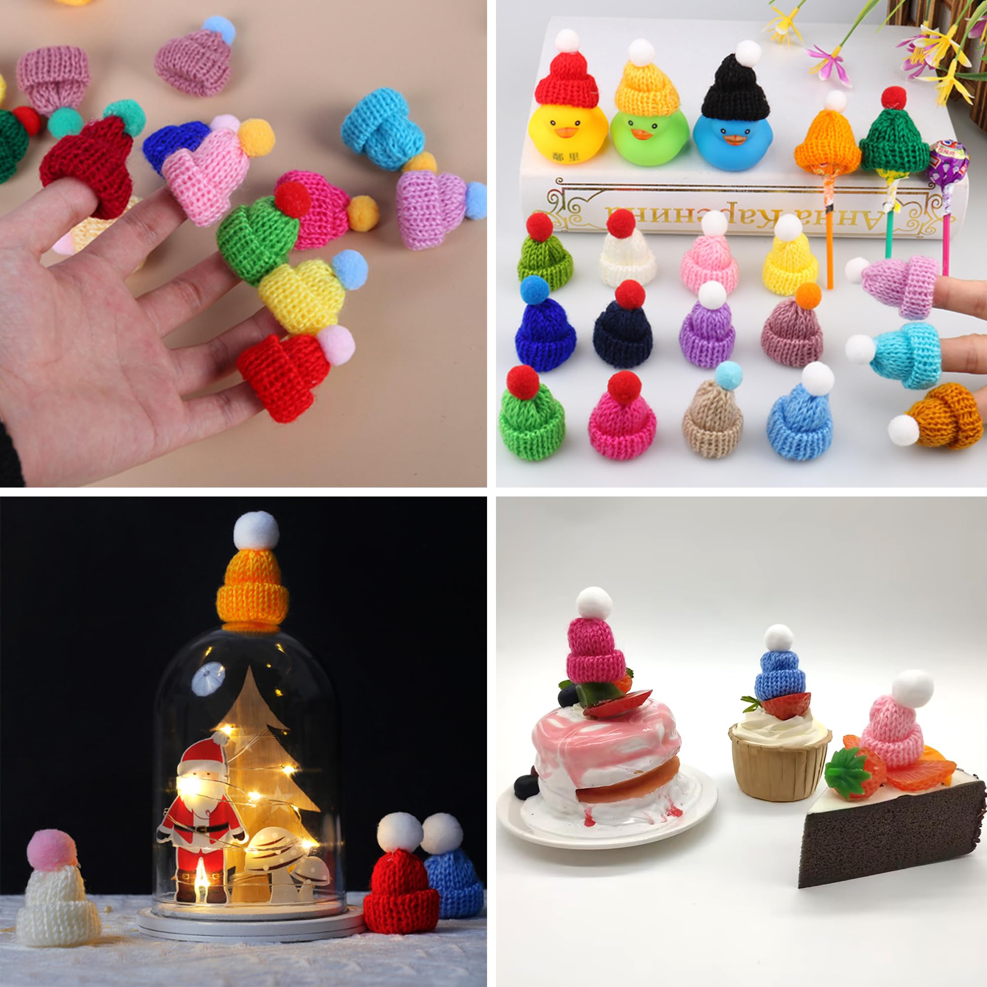 UILYNIU 40 Pièces Mini Chapeau De Noël, Mini Bonnet De Noel, Mini Bonnet En Tricot De Noël, Mini Chapeau De Sucette Chapeau De Bouteille, Décorations De Noël, Décorations De Table