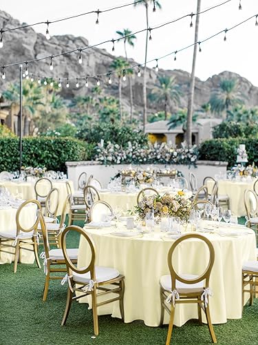 Miniatura 313 de Paquete de 10 manteles redondos de 120 pulgadas, mantel de poliéster blanco para mesa redonda, resistente a las manchas y a las arrugas, mantel