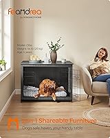 Vista 2 de Feandrea Muebles de jaula para perros, mesa auxiliar lateral de 44.1 pulgadas, moderna perrera para perros de interior de hasta 80 libras, jaula