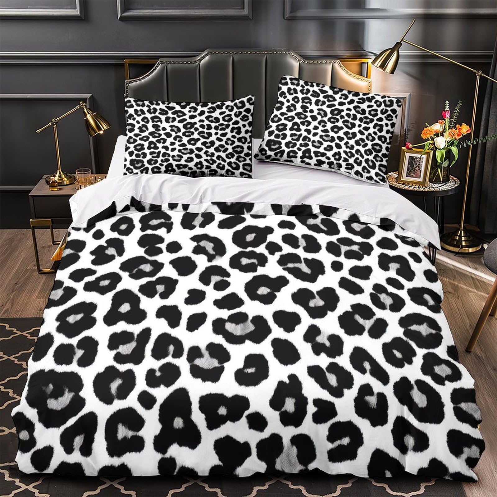 Parure de lit léopard 3D housse de couette microfibre super king size