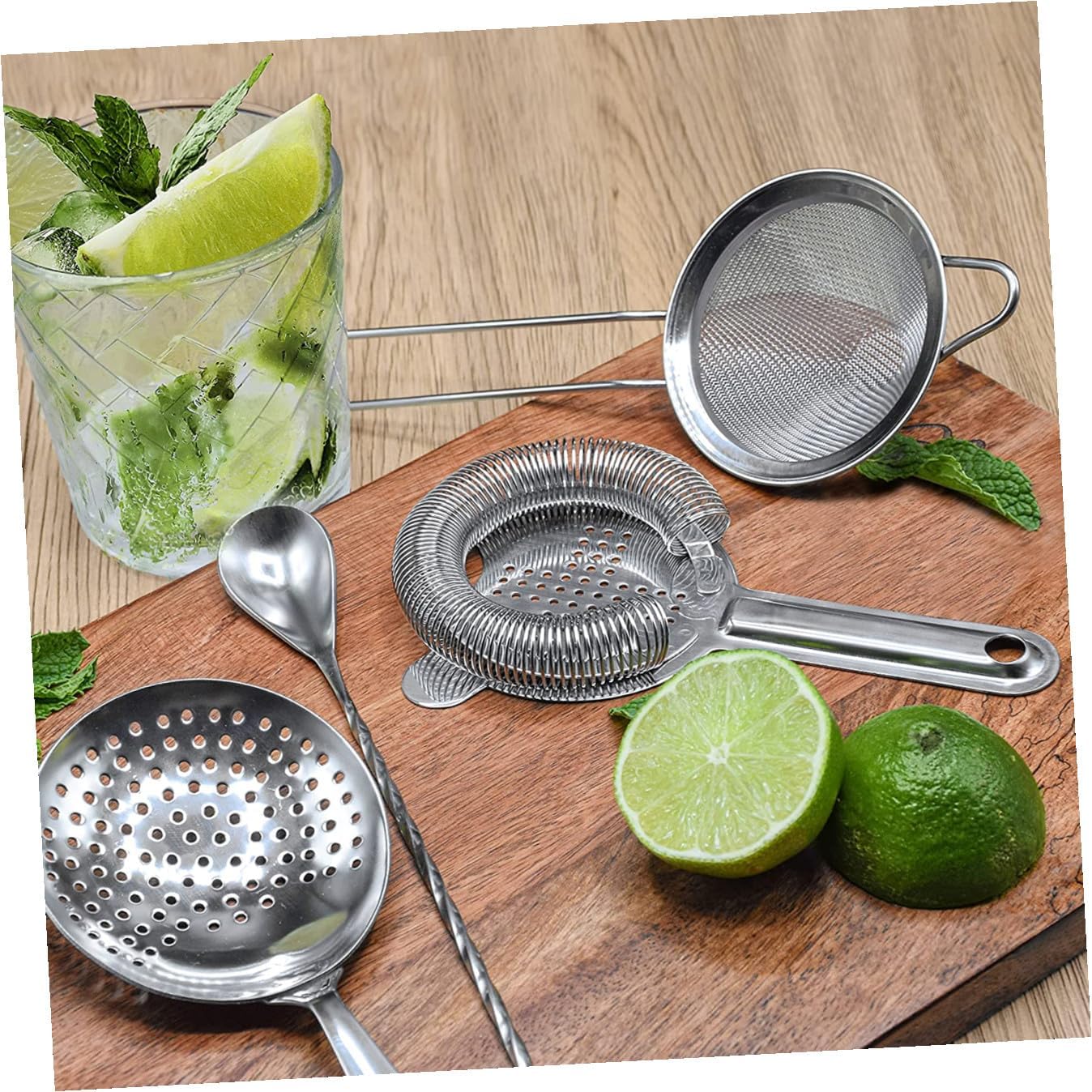 3pcs Cocktail Mixer Set Bartending Kit Strainer Home Bar Material Style