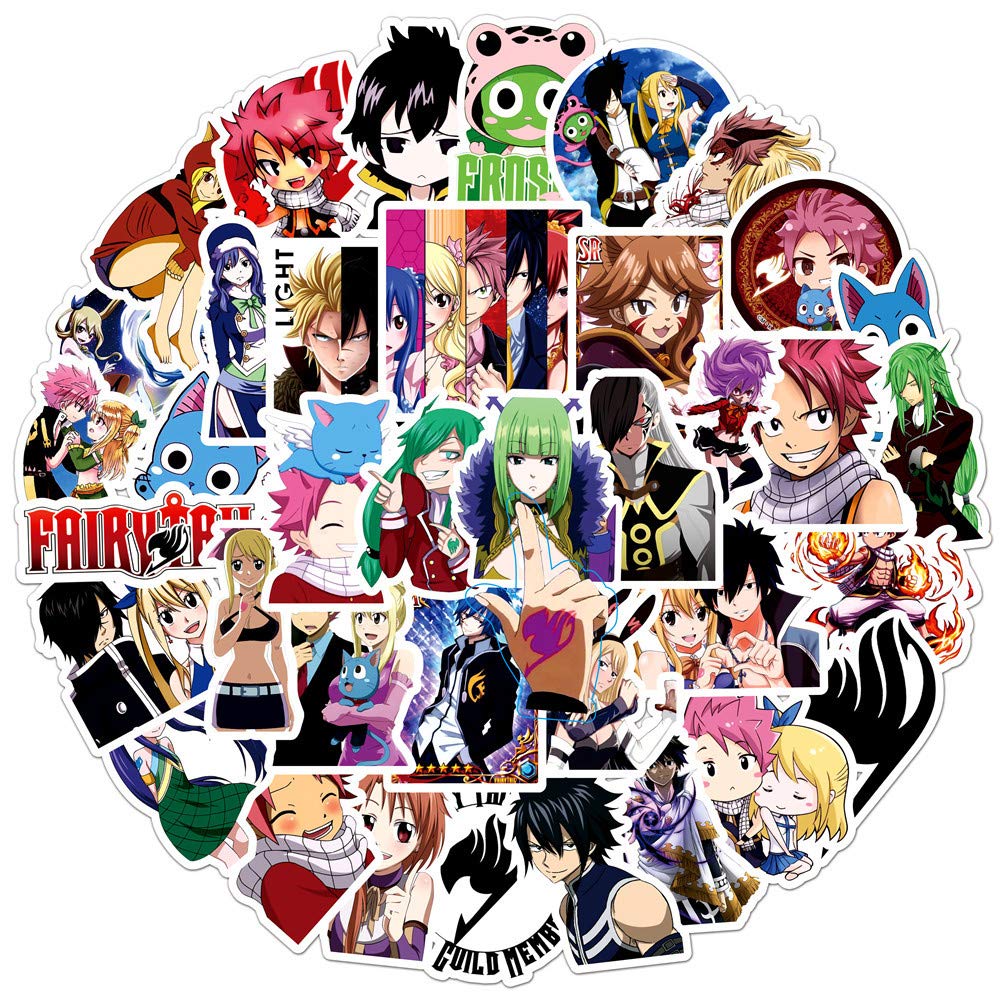 50 Pcs Anime Fairy Tail Stickers for Laptop,Bumper,Skateboard,Water Bottles,Computer,Phone,Anime Sticker Pack for Kids/Teen