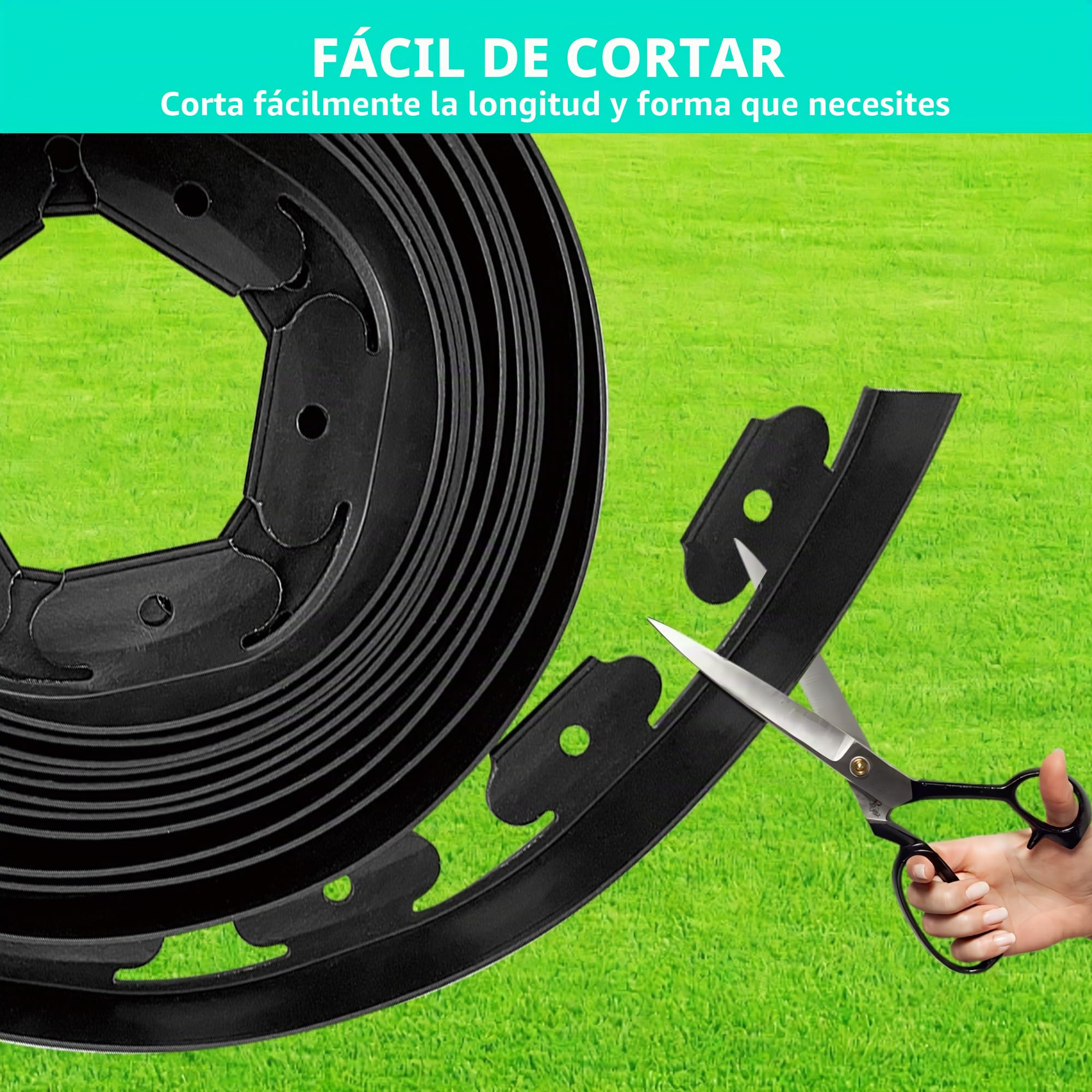 Borde Jardín, Borde de Césped de plástico Flexible 20m con 60 Clavijas, Altura 5 cm, Cenefa Parterres Bordura Exterior, Cenefa de Césped para Césped Cenefa de Jardín Cenefa para Arriate
