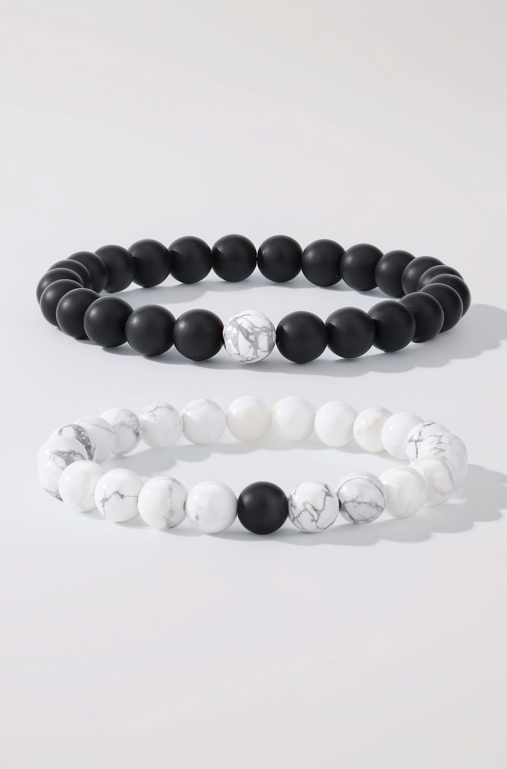 Couple Beads Long Distance Bracelets with Natural Stones and Healing Properties - His & Hers Matching Set.