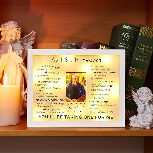 Miniatura 8 de WOODEXPE Regalo de condolencias de 8 x 10 pulgadas, caja de sombra conmemorativa LED de recuerdo, marco de fotos, regalos conmemorativos