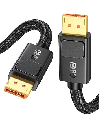 Silkland Long 80Gbps DisplayPort Cable 2.1 with Secure Latch, 10FT DP 2.1 | 16K@60Hz, 8K@240Hz, 4K@480Hz 240Hz Display Port Cord, DP80 HDR DSC1.2a for FreeSync G-Sync Gaming Monitor 5090 7900XTX PC