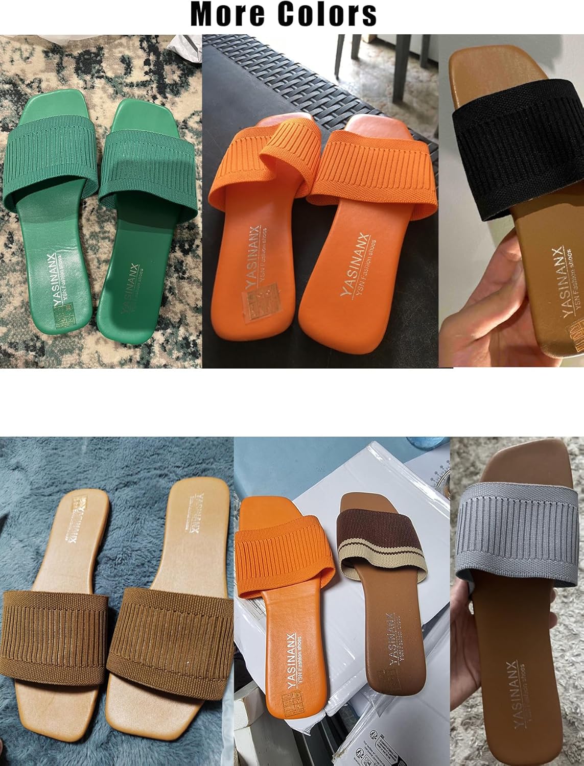 OYOANGLE Women's Single Band Square Open Toe Slide Sandals Summer Slip on Flat Sandals - Image 6