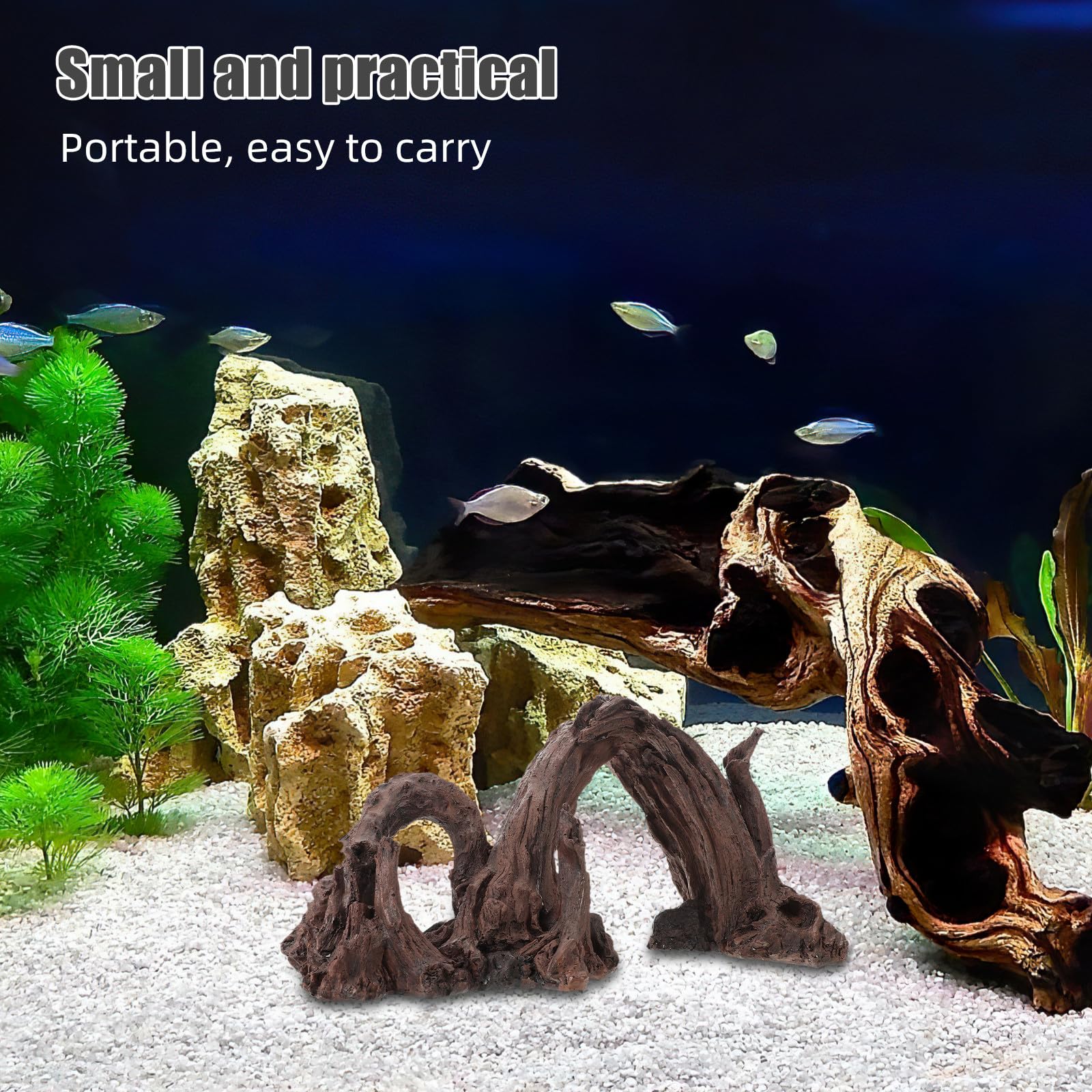 Happyyami Décoration de Pont en résine Effet Bois flotté pour Aquarium : Centre de Table en Forme de souche d'aquarium - Fausse Planche de Bois flotté pour Ornement paysager