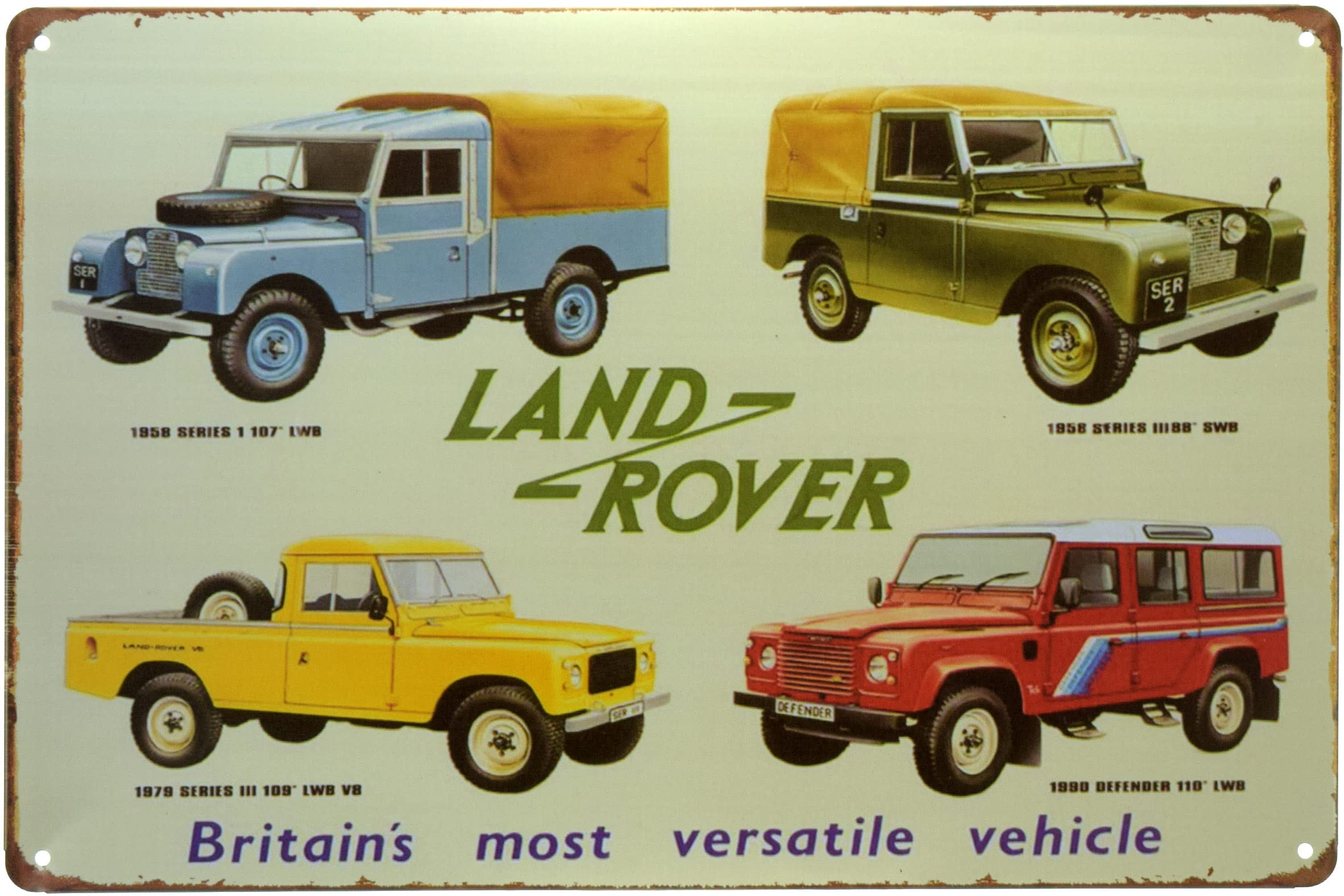 Cartel de metal de Land Rover retro decorativo para pared de bar y hogar vintage