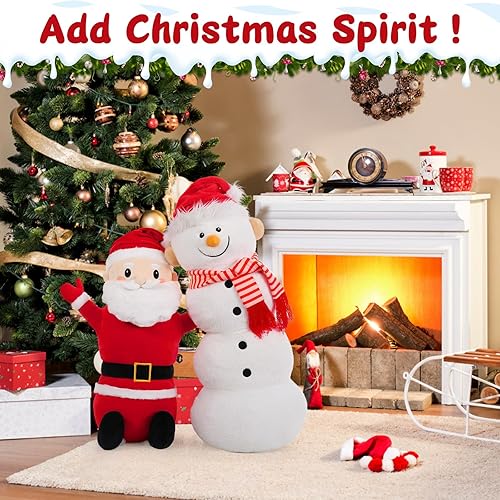 Miniatura 6 de MorisMos Muñeca de Papá Noel de peluche de 36.2 pulgadas para familia y niños. Almohada súper suave para acurrucarse y abrazar.