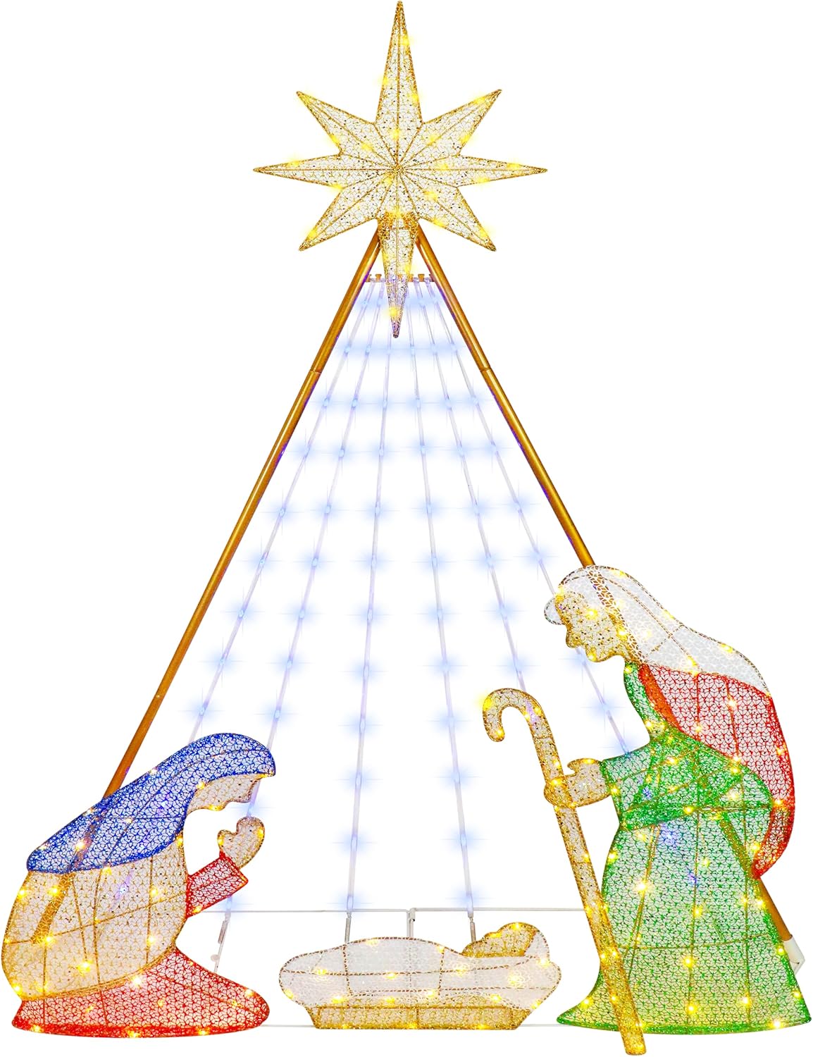 6ft Outdoor Pre-lit Nativity Set - Lighted Christmas Scene with 228 LED Lights - Weather Resistant and Quick Assembly