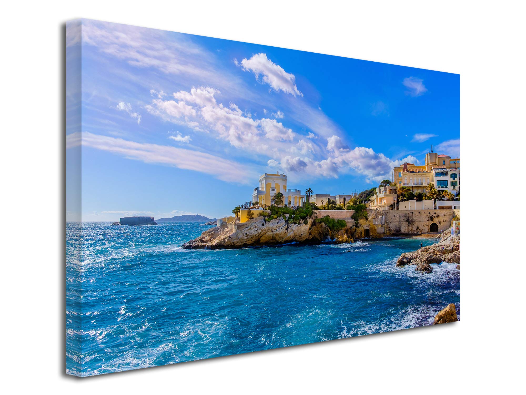Declina, Quadro Decorativo da Parete per Soggiorno Moderno, Quadro Decorativo da Parete, Paesaggio Baia di Maldorme, 50 x 30 cm, Canvas, 120x80 cm