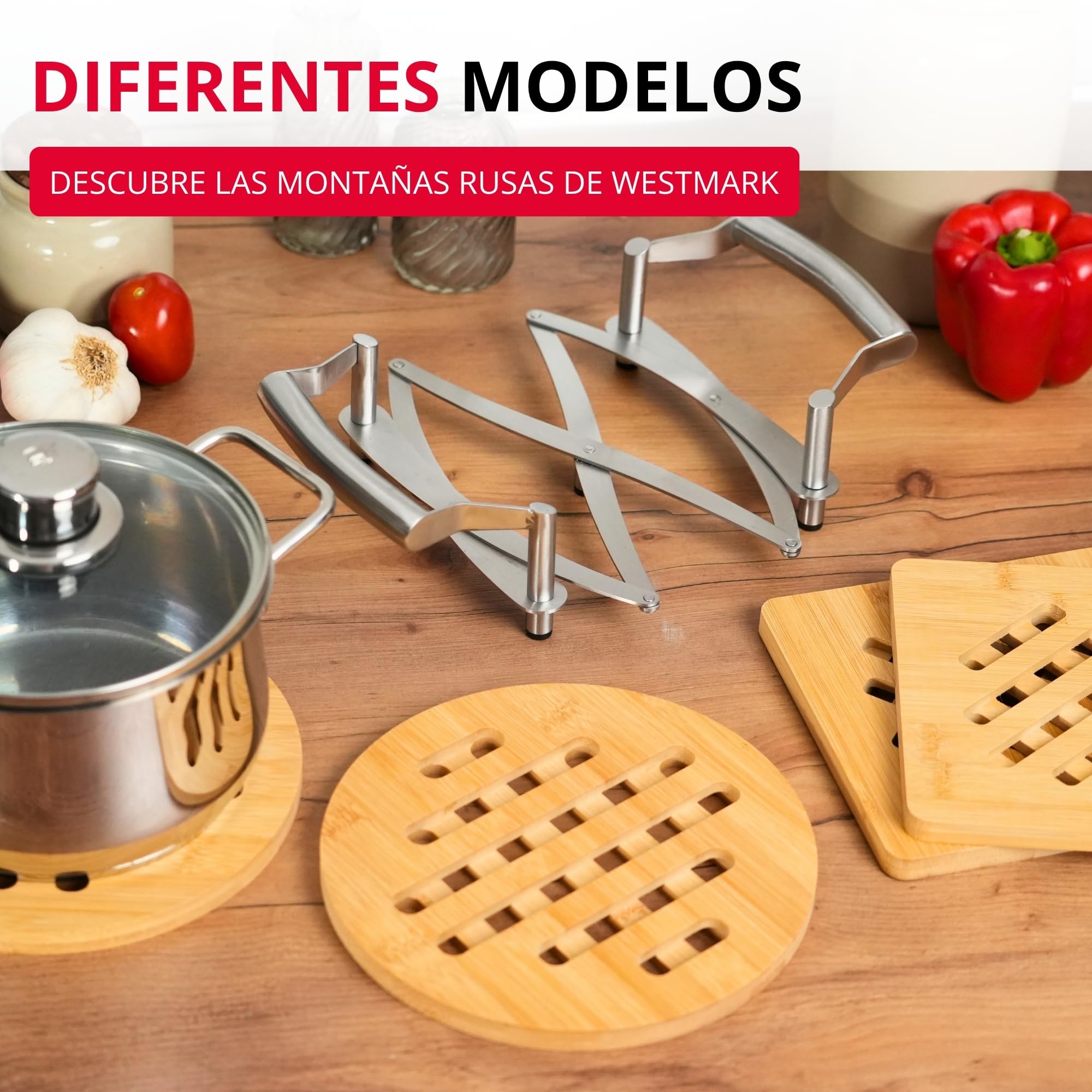 Westmark Salvamanteles extensible, Longitud: 18 a 42 cm, Acero inoxidable, Flexi, Color: plateado, 16412260