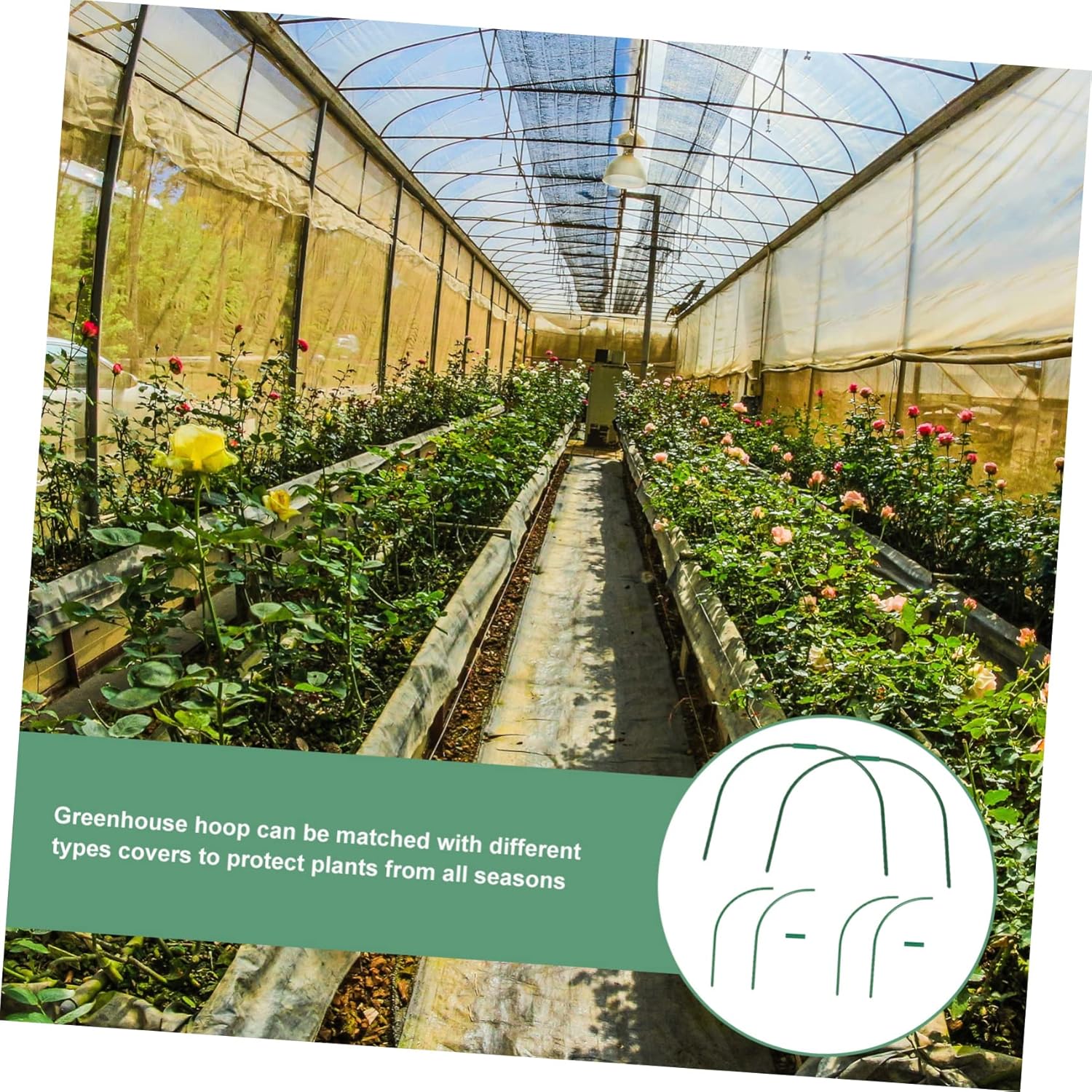 4sets Arched Greenhouse Hoops for Plant Support Garden Rack Weather Resistance for Protecting Vegetables Flowers from Birds and Heavy Rain