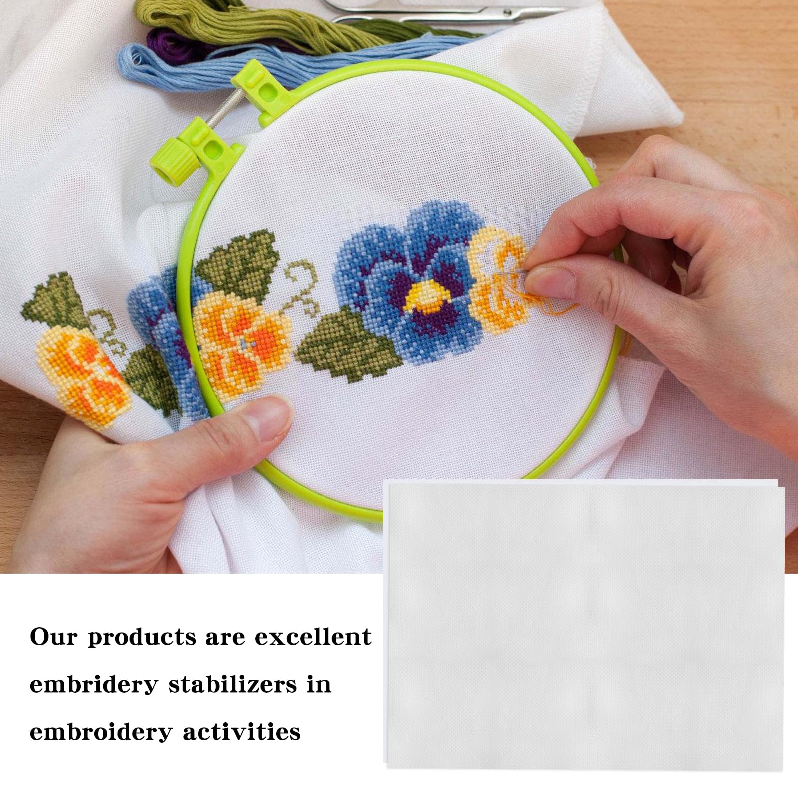 12 Fogli Carta Idrosolubile Per Ricamo - Stabilizzatore Autoadesivo Per Ricamo A Mano O Macchina - Foto 12