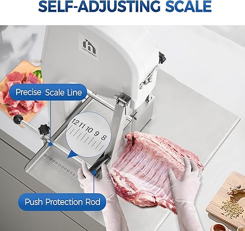 Miniatura 3 de Sierra eléctrica de hueso de 1500 W con 5 hojas de sierra, grosor de corte de 0.16 a 7.9 pulgadas, máquina cortadora de carne congelada de 120 V,