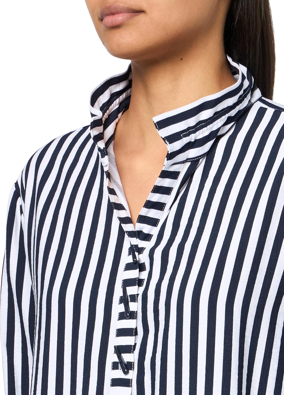 MULTIPLES Turn-Up Cuff Three Quarters Sleeves Wire Collar Button Front Shirt - Image 3