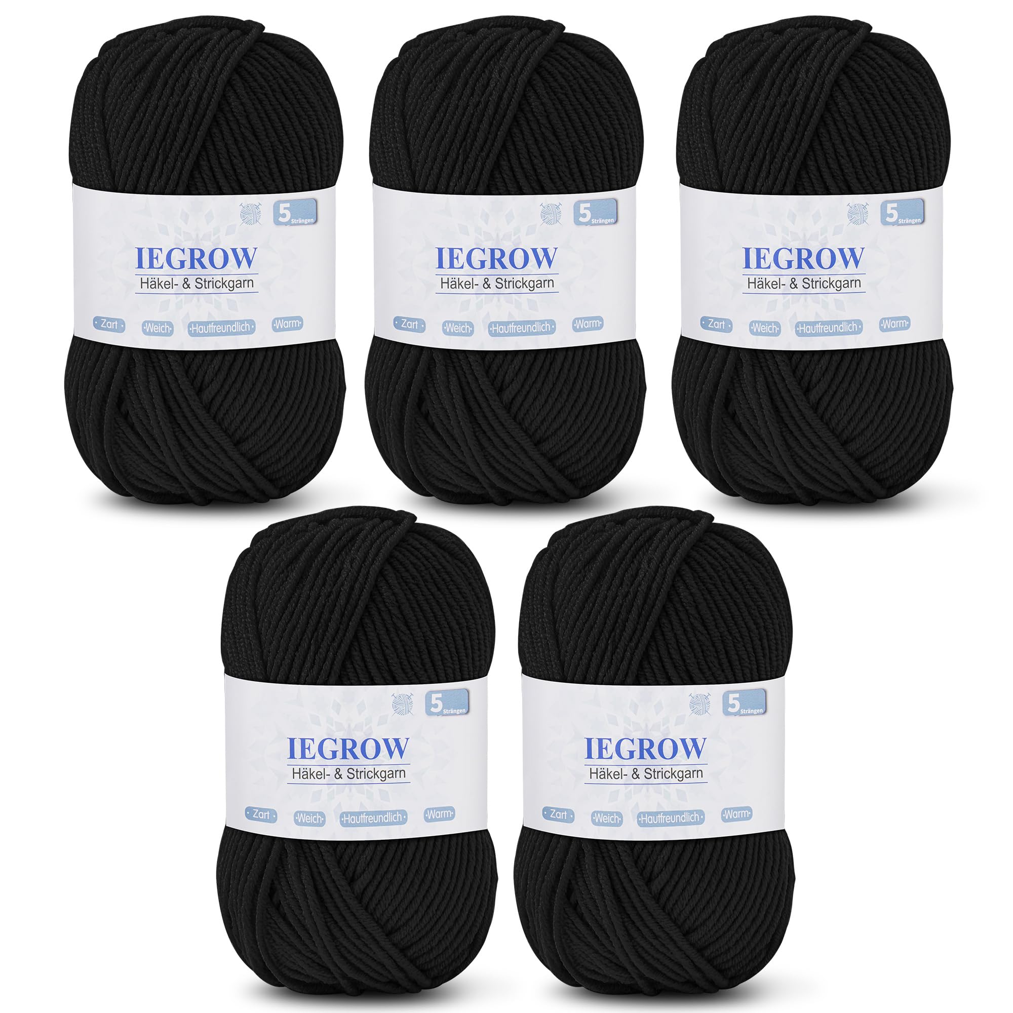Häkelgarn (50g x 5 Farben), 5-fach Garn zum Stricken, Garn zum Häkeln und Stricken, Handstrickgarn-Sets