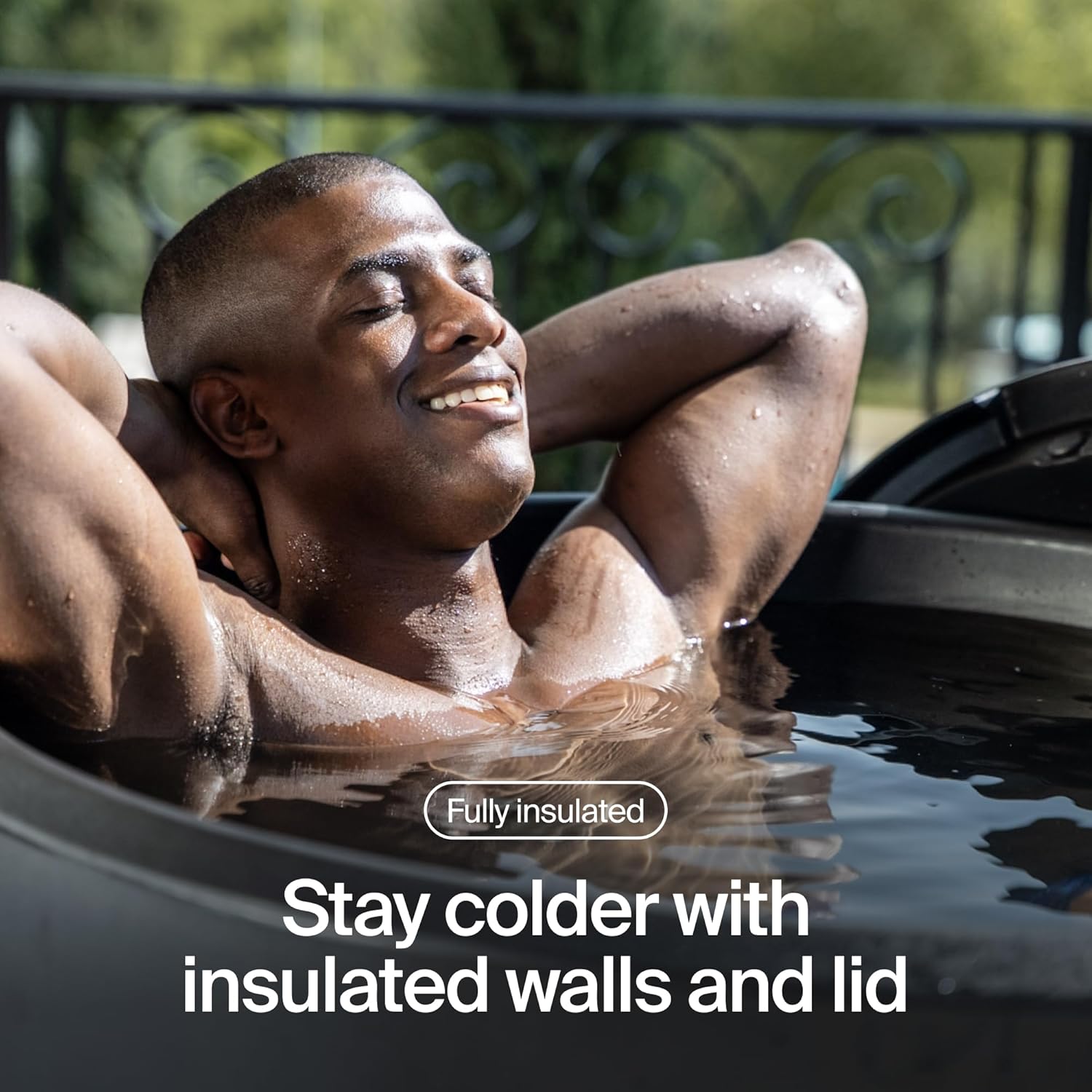 Ice Barrel Bathtub (300 Model) - Cold Plunge Tub Insulated Freestanding Cold Therapy Training Cold Tub for Athletes with Built in Chiller Ports – Portable Bath Tub Spa for Ice Baths (Charcoal Black)