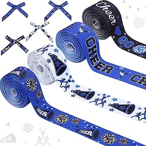 Amazon.com: Cheerupp 4 Rolls Blue Go Cheer Theme Ribbons, 20 Yards ...