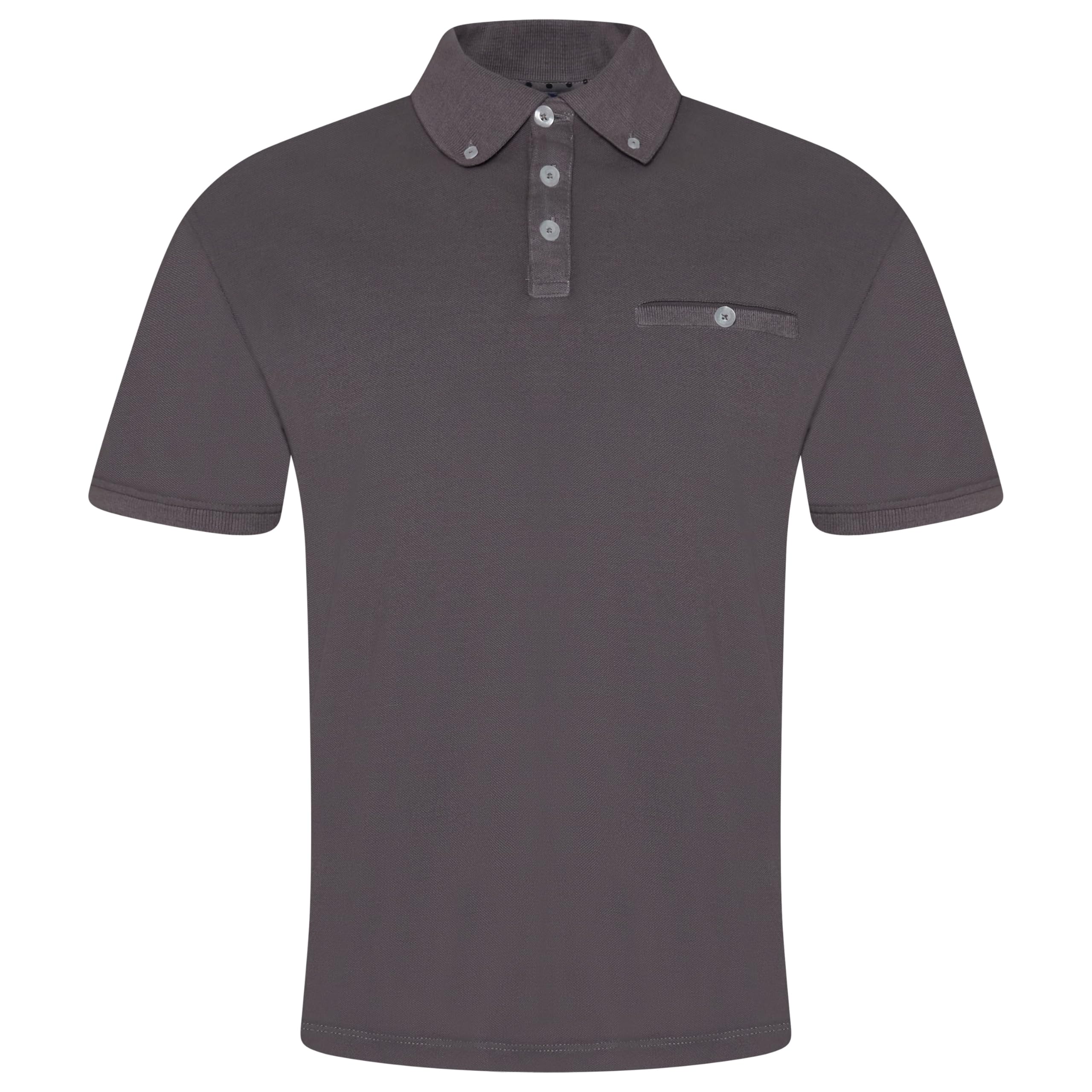 Urban Heritage Mens Button Down Short Sleeve Polo Shirt (UK, Alpha, XXL, Regular, Regular, Steel Grey)