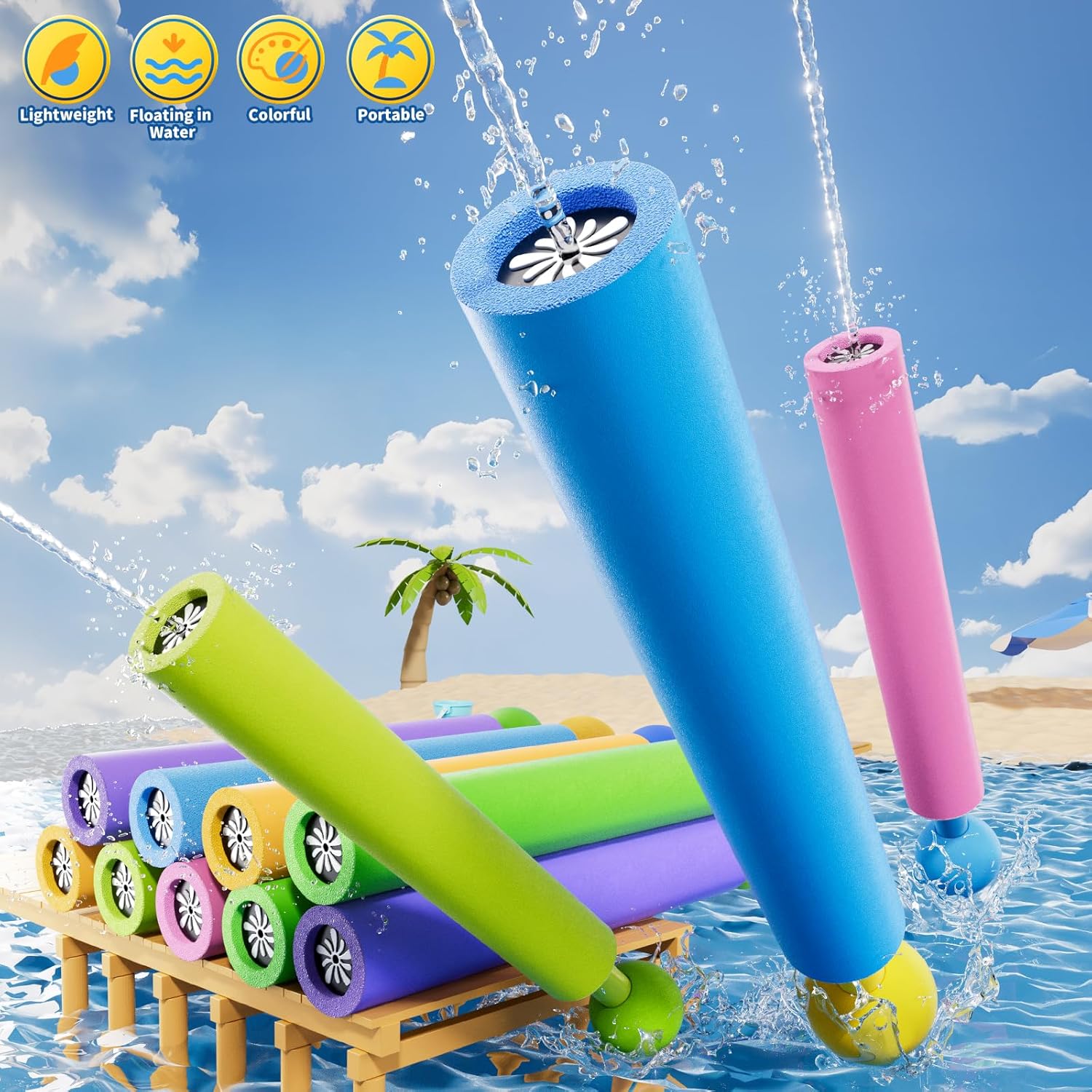 12 Pack Water Squirt Toys for Kids Age 3-4-5-8-12, Toddlers Squirter Toy, Swimming Pool Games Playset, Sensory Beach Outdoor Activity, Water Spraying for Boys Girls Birthday Gifts 3 4 5 6 7 8