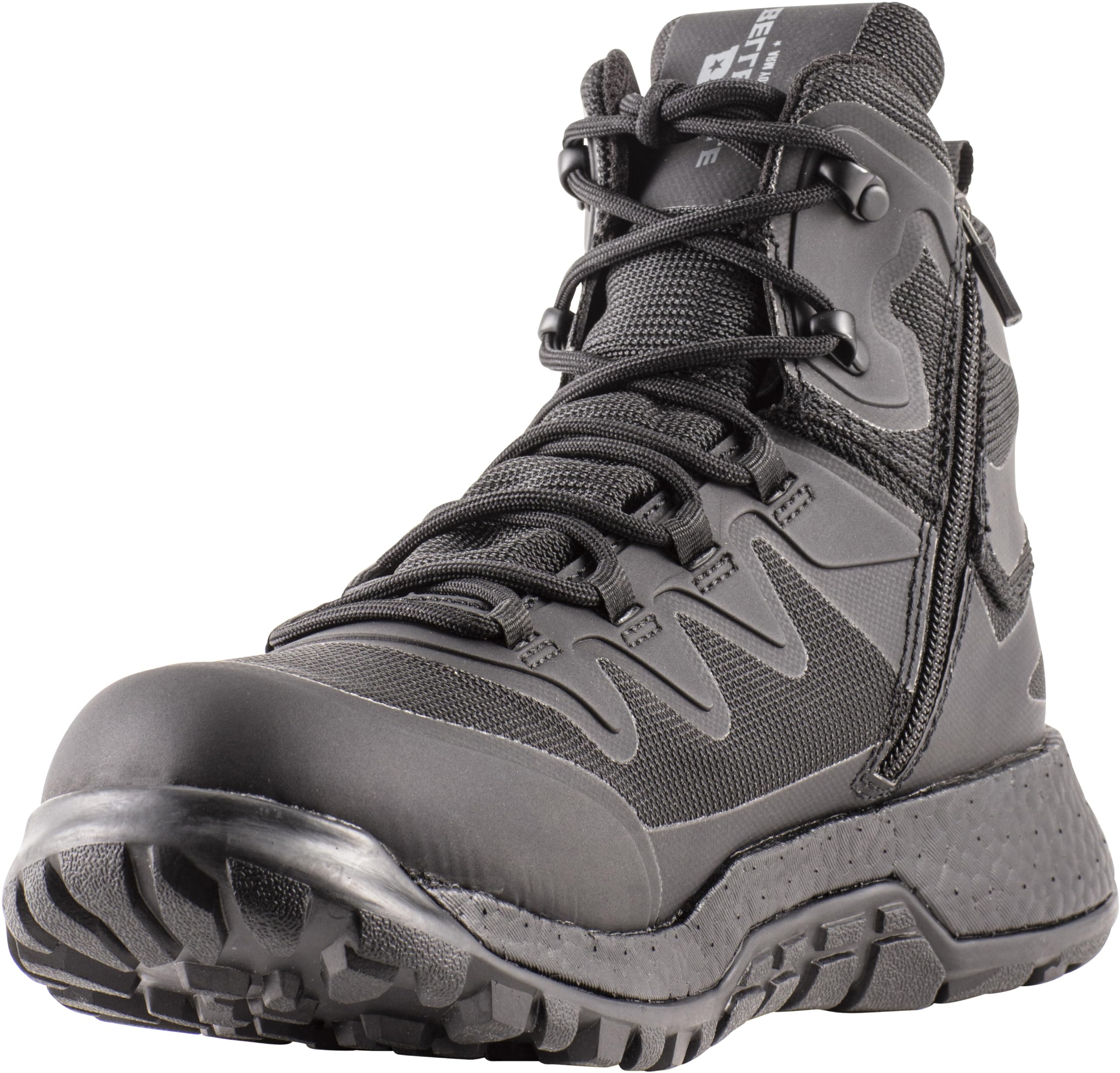 Belleville AMRAP Vapor BV970Z WP T Waterproof Mid-Cut Black Boots for Men with Self-Locking Zipper - Tactical Boots for Police, EMS, Security with Traction Outsole