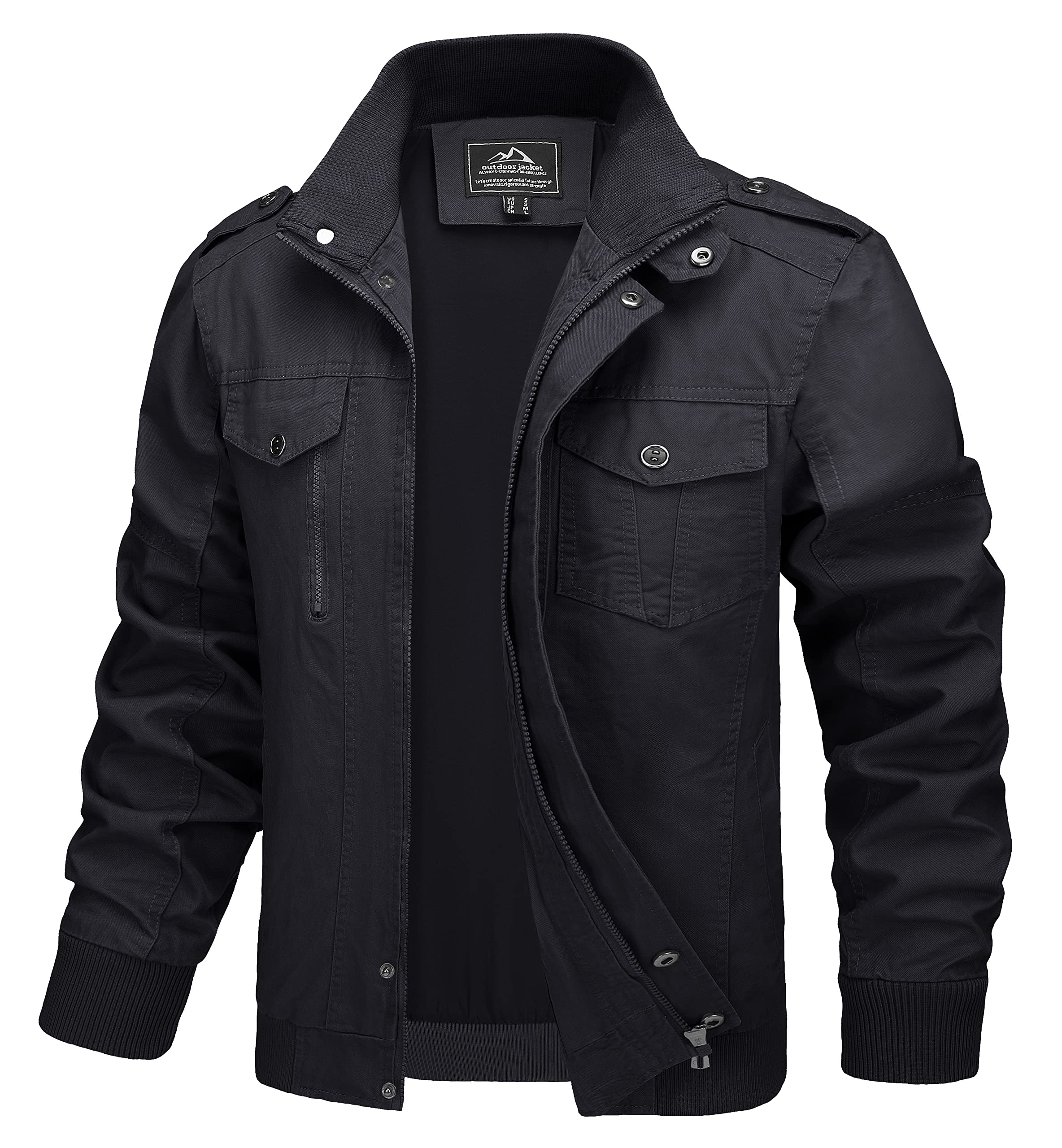 MAGCOMSEN Übergangsjacke Herren Jacke Übergang Jacket Cargo Herbstjacke | Leicht für Frühling Herbst,Stehkragen mit Taschen,Baumwollmix für Alltag,Blouson für Outdoor