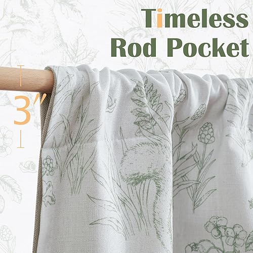 Miniatura 6 de jinchan Cenefa de lino opaca de cocina para ventana, cenefa Toile De Jouy para sala de estar, 18 pulgadas, cenefa de ventana de doble capa, cenefa