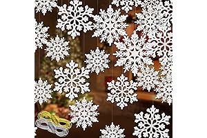 46 Pcs White Glitter Snowflake Ornaments