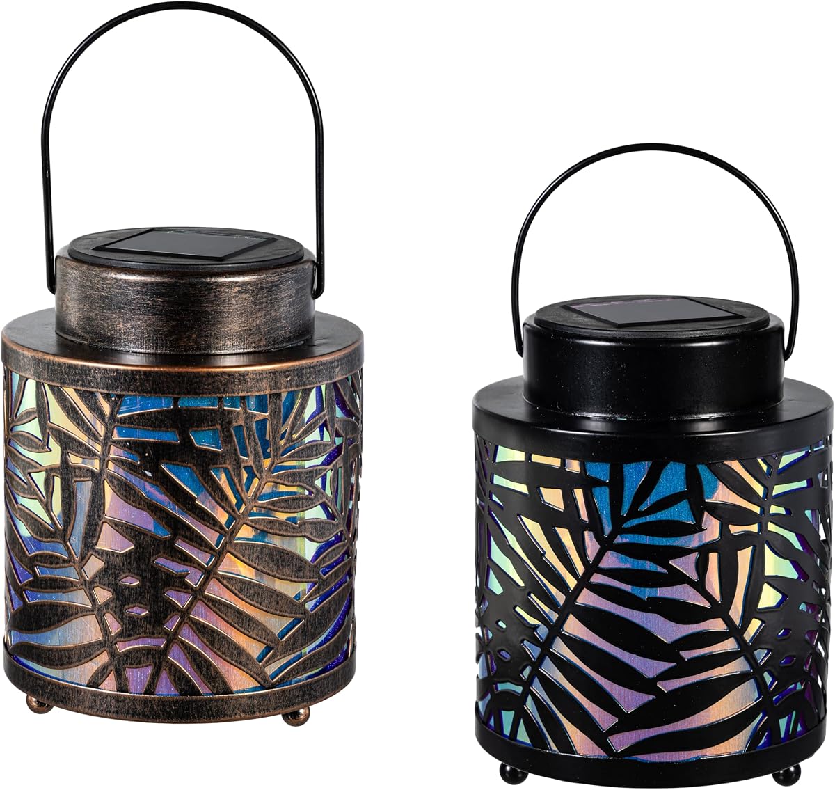 Palm Beach Outdoor Lamp & Lighting PVC Iridescent Solar Lantern, 2 Assorted