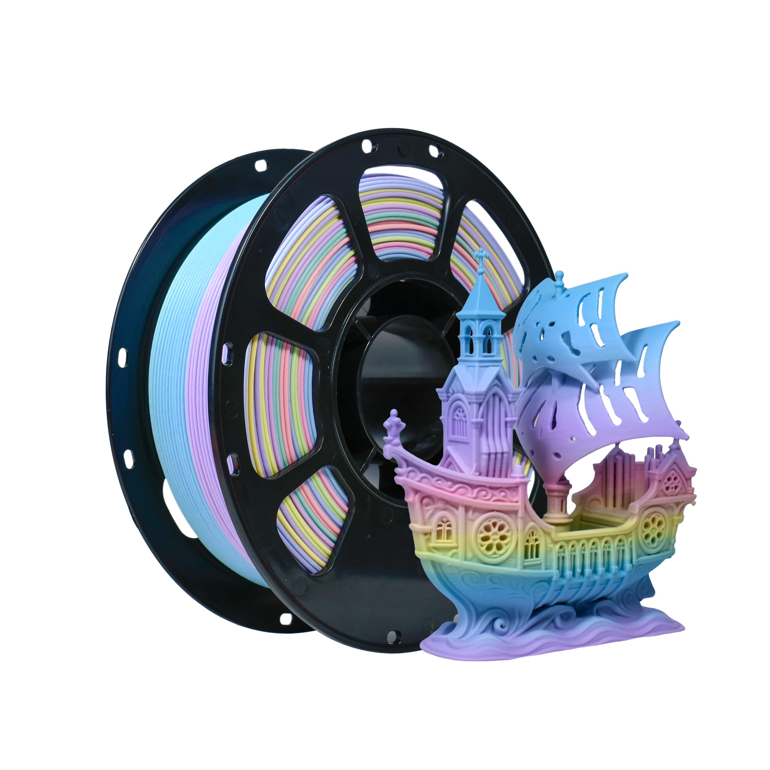 iBOSS Matte PLA+ Filament 1.75mm +/- 0.02mm, 3D Printer Filament 1kg (2.2lbs) Spool, Matte Muticolor 3D Printing Filament, PLA Filament 1.75mm Rainbow Plus (Matte Dream Dragon Rainbow)