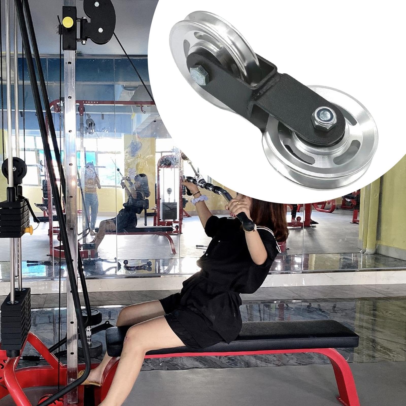 Polea de Fitness con Bloque de Doble Rueda para Cable Y Componente Metálico de Equipo de Musculación con Estructura Ligera Adecuado para Construir Má, Polea Transversal de