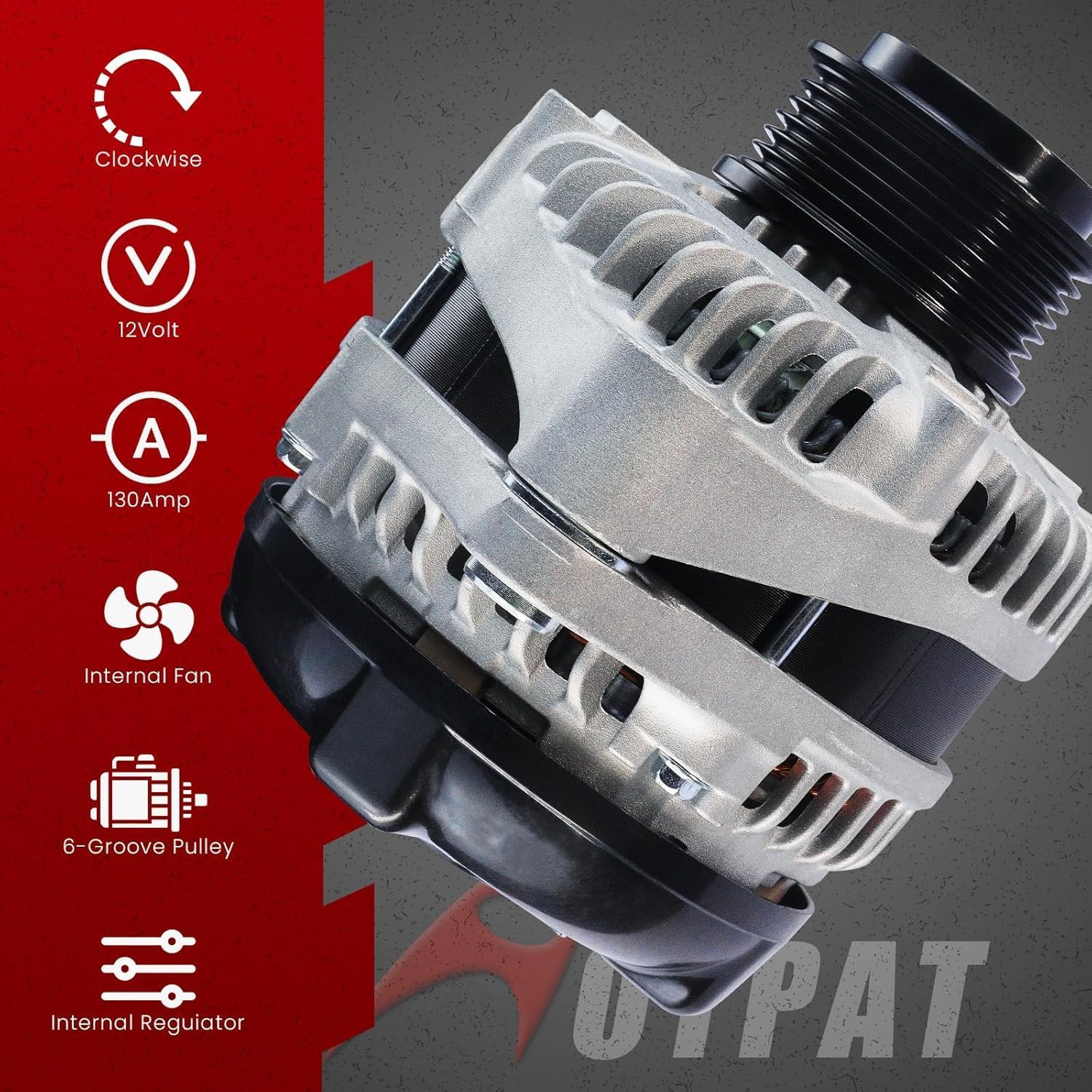 Output Alternator for:-Honda Odyssey 3.5L EX 2014 2015 2016 2017, EX-L 2014-2017, LX 2014-2017, SE 2016 2017, Touring, Touring Elite 2014-2017 3.5L V6, 12V 130Amp CW OE# 31100-RV0-A11, 11775N