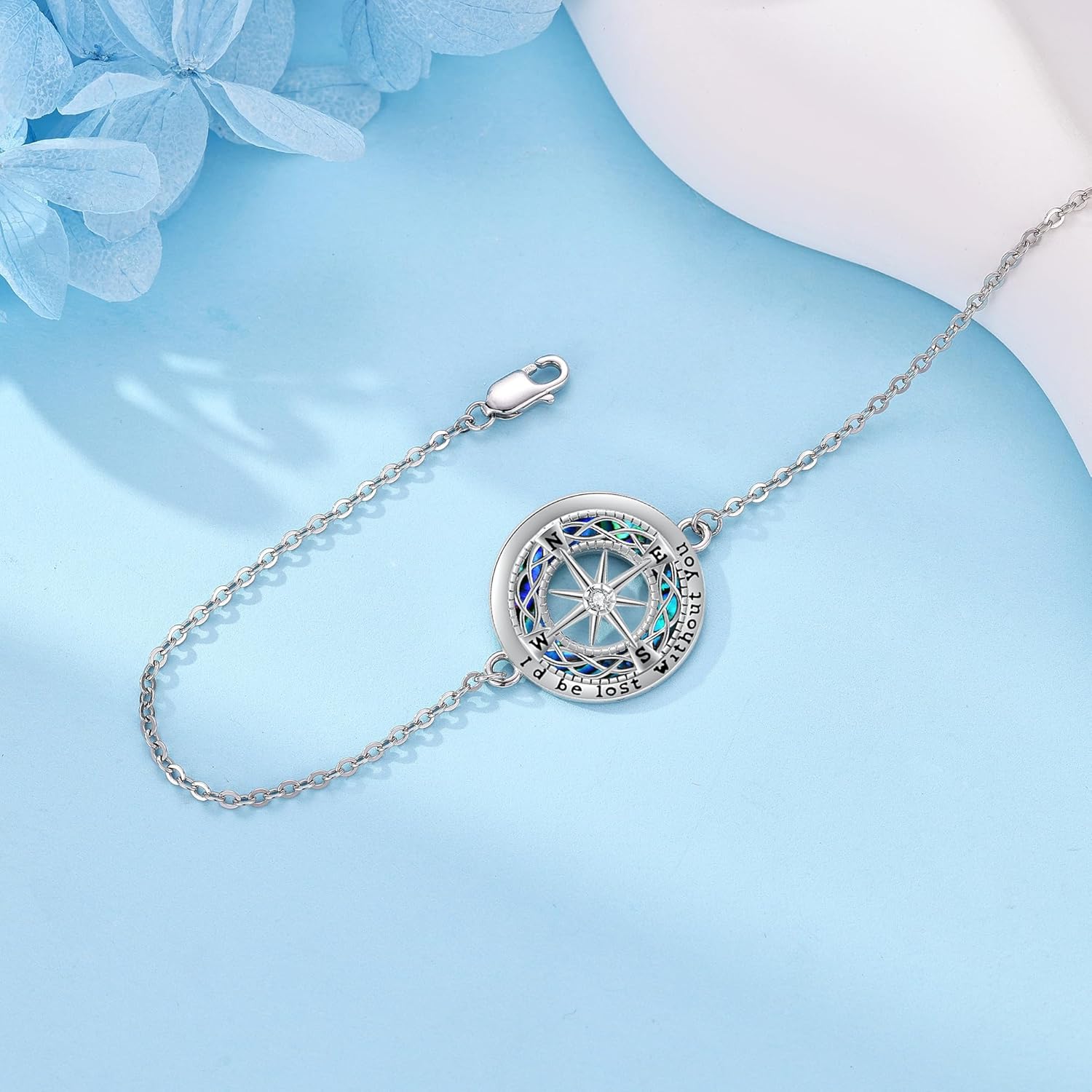 Compass Bracelet Sterling Silver Celtic Knot Abalone Shell Bracelet Jewelry Gifts for Women - Image 3