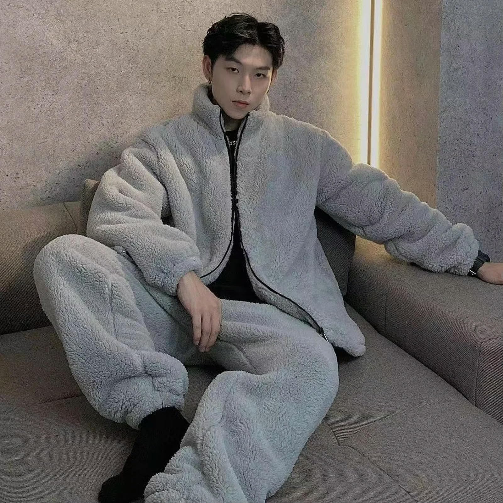 Pigiama Set di Pigiami per Uomini Inverno Inverno Folte in Flanella Calda Pigiama A Maniche Lunghe Abbigliamento da Casa Pijamas Casual